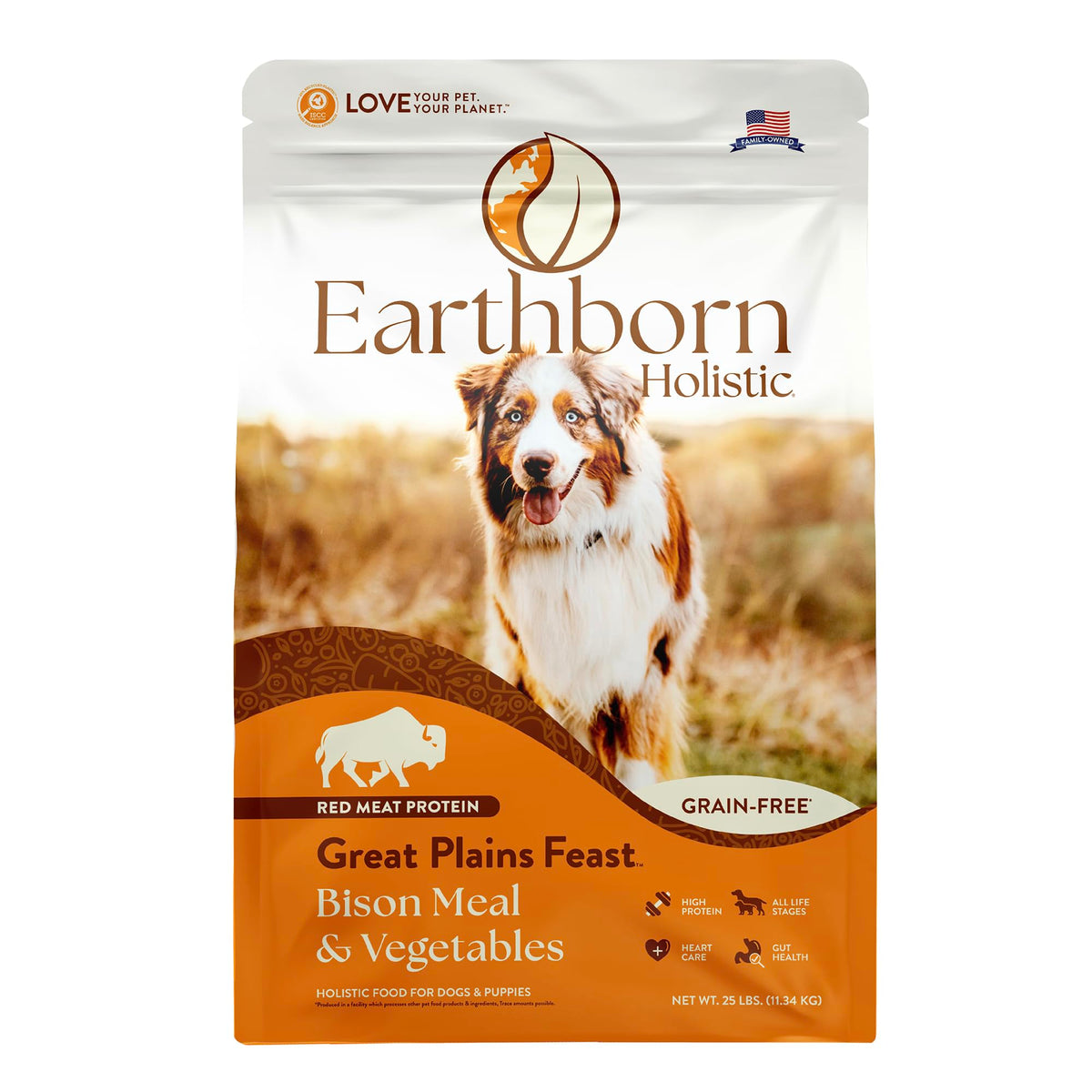Earthborn Holistic Great Plains Feast Bison Meal & Vegetables Grain-Free Dry Dog Food 25 Lb