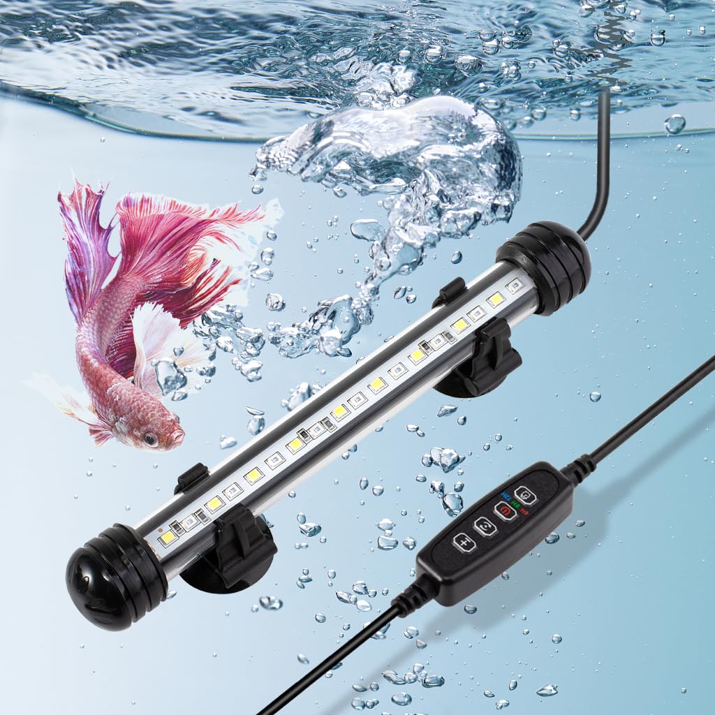DaToo 4W 7.5inch Submersible Aquarium Light Underwater Fish Tank Light LED Aquarium Light Bar with Timer Auto On/Off and Dimmer 