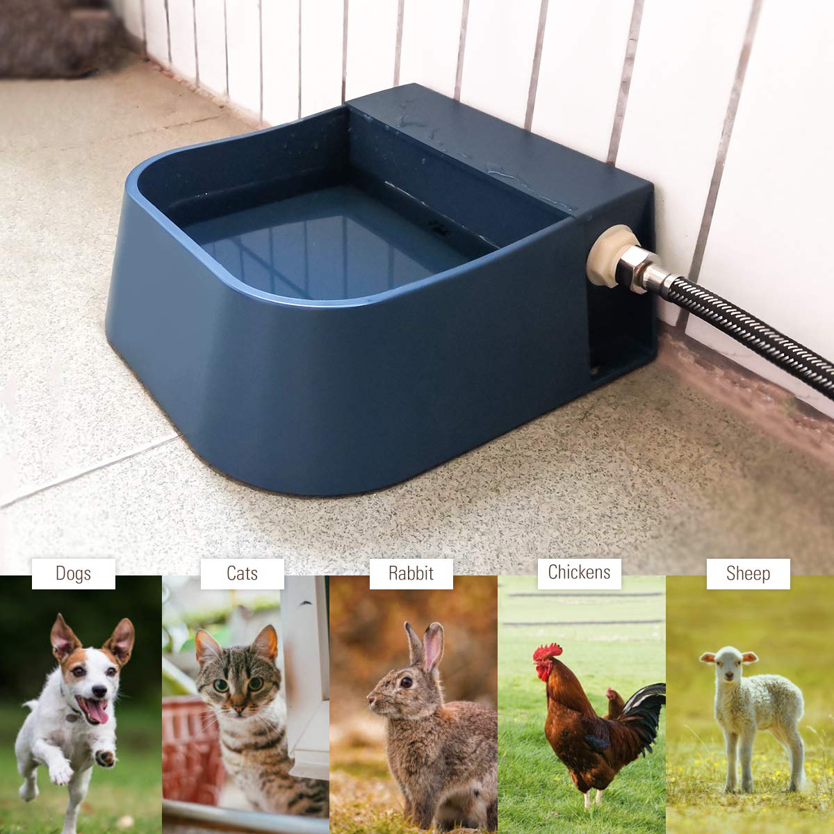 Namsan Automatic Water Dispenser For Dogs, Auto Fill Water Bowl For Cats Rabbits Chicken, Float Valve Water Feeder Outdoor Livestock, Self Filling Water Trough Dog Waterer, Self-Assembly