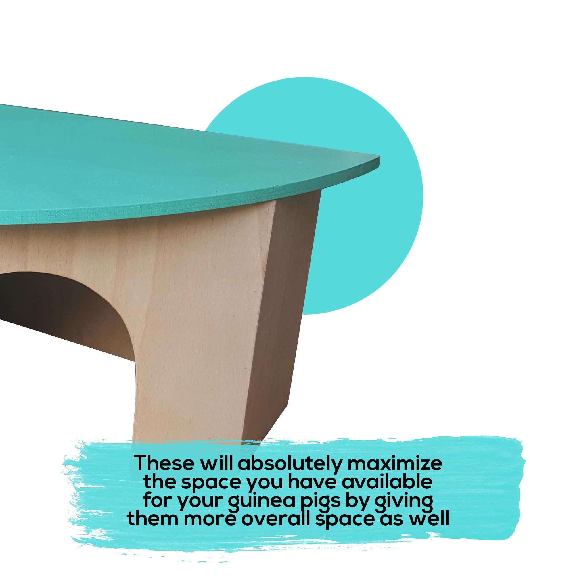 Piggies Choice The Space House All Natural Sturdy Pine Wood Corner Hideout Hidey Guinea Pig Hut (Teal)