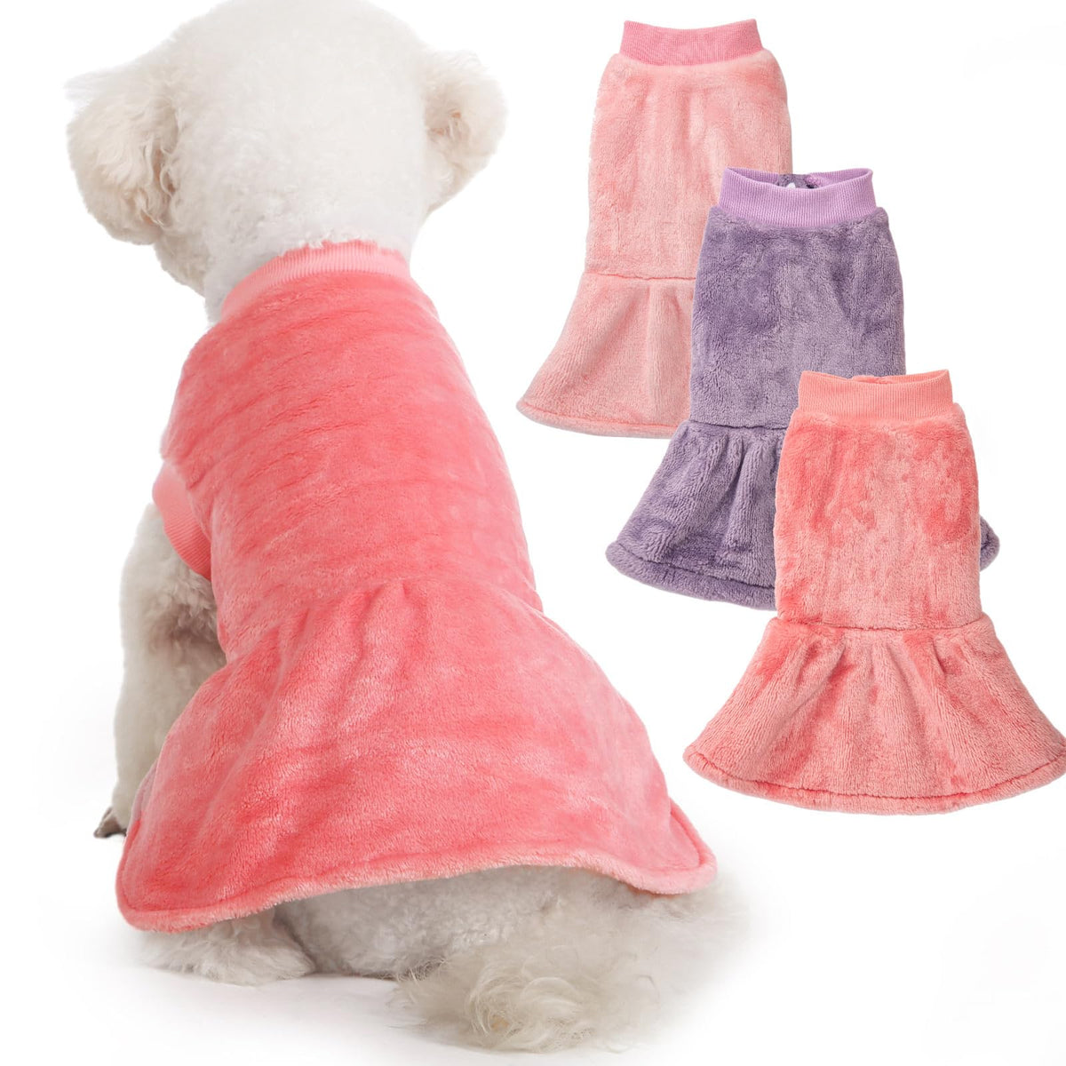 Fabricastle Dog Dress Clothes, 3-Pack Sweaters Xs Small For Dogs Girl & Cats, Ultra Soft Warm Pet Coats For Winter, Female Puppy