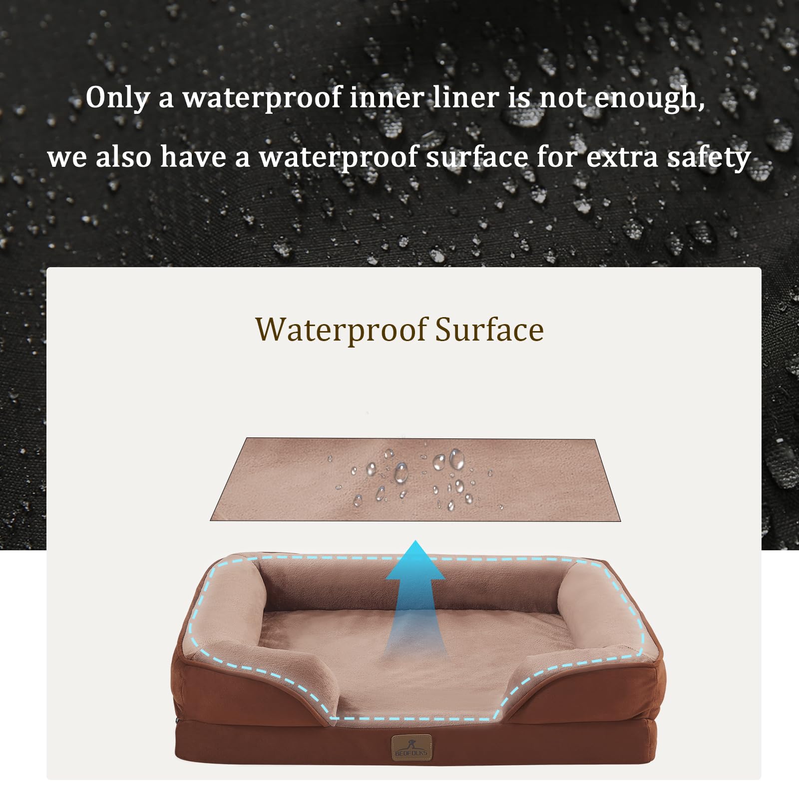 Bedfolks Orthopedic Dog Bed, Waterproof Dog Sofa Bed For Small Dogs & Cats, Egg Foam Pet Couch Bed With Removable Washable Cover