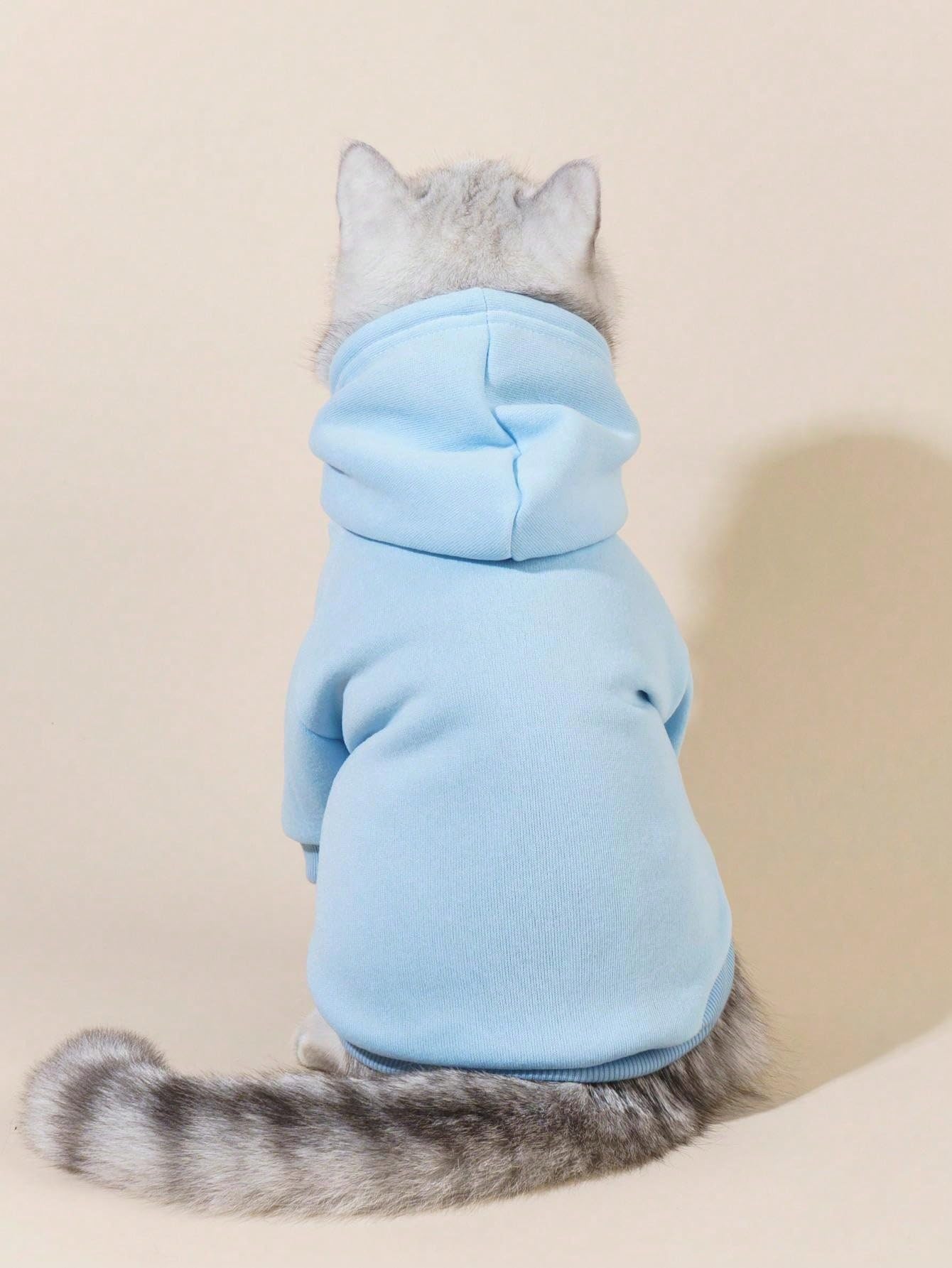 Qwinee Basic Dog Hoodie, Dog Warm Jacket, Cat Apparel, Dog Shirt, Dog Clothes For Puppy Kitten Small Medium Dogs Cats Light Blue