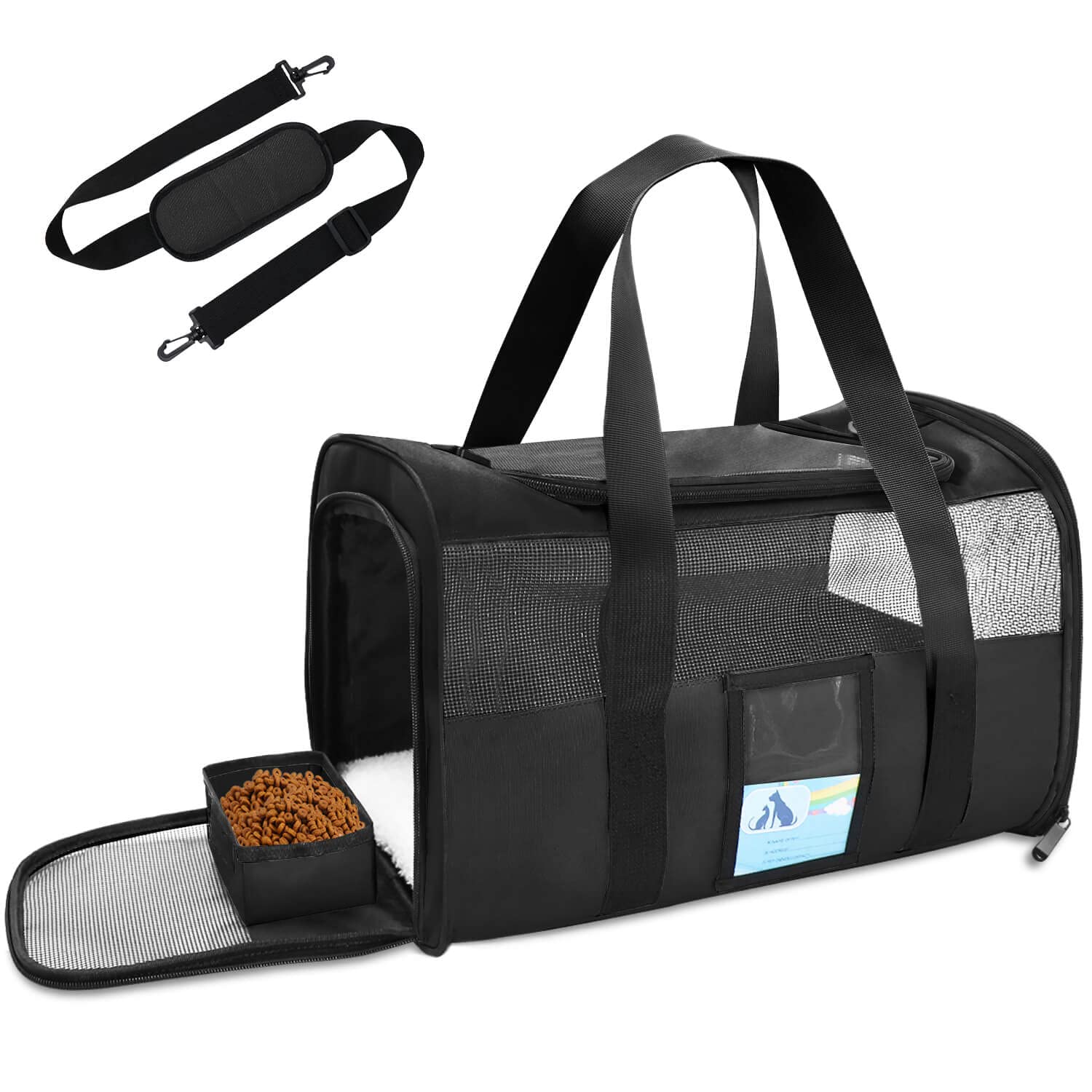 Refrze Pet Carrier - Airline & TSA Approved, Soft Cat & Dog Carrier for Medium & Small Pets, Up to 15 Lbs, Black