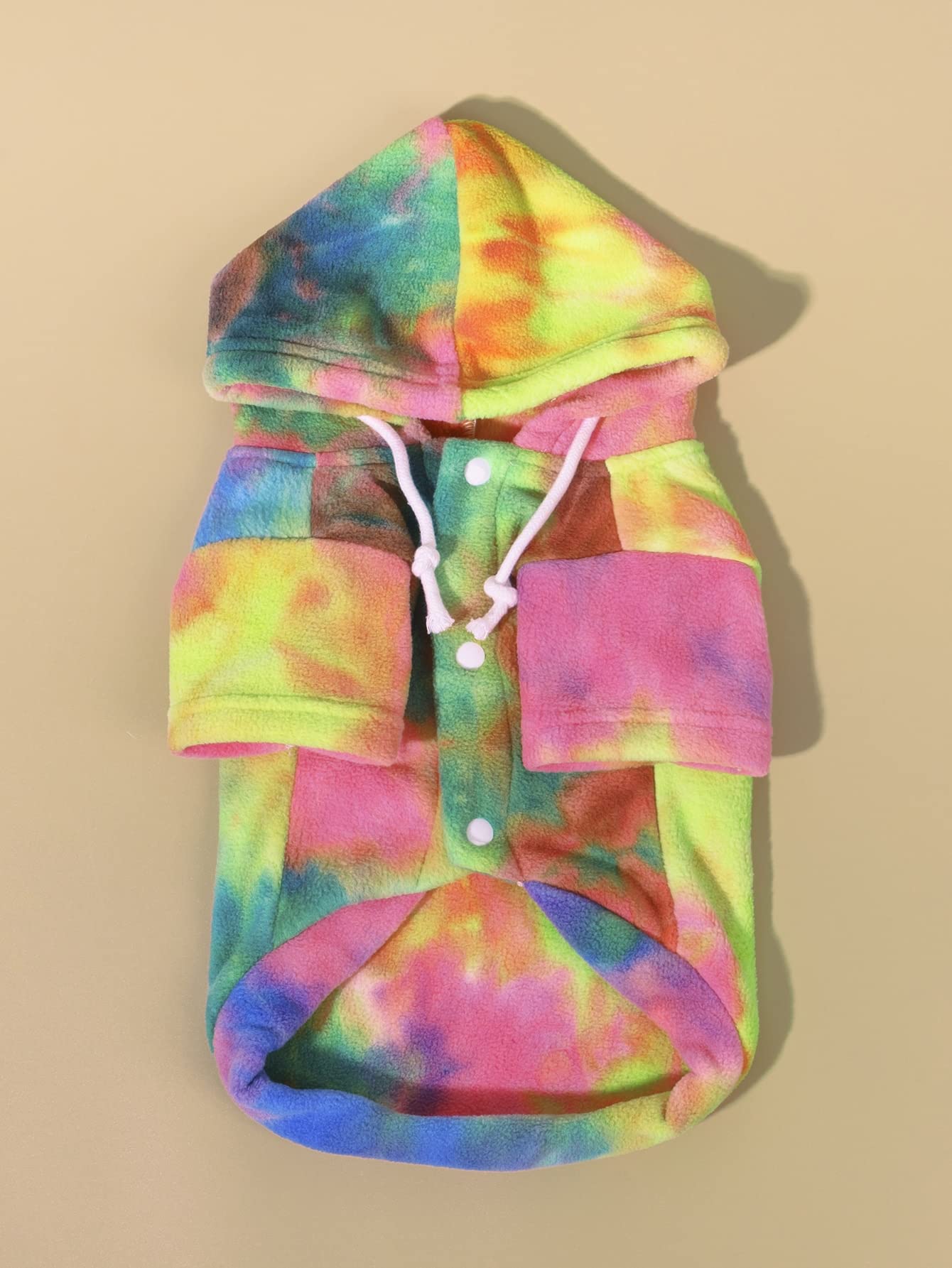 Qweee Dog Coat & Hoodie - Tie Dye Warm Winter Sweatshirt For Cat & Puppy - Small To Medium Dogs - Multicolor