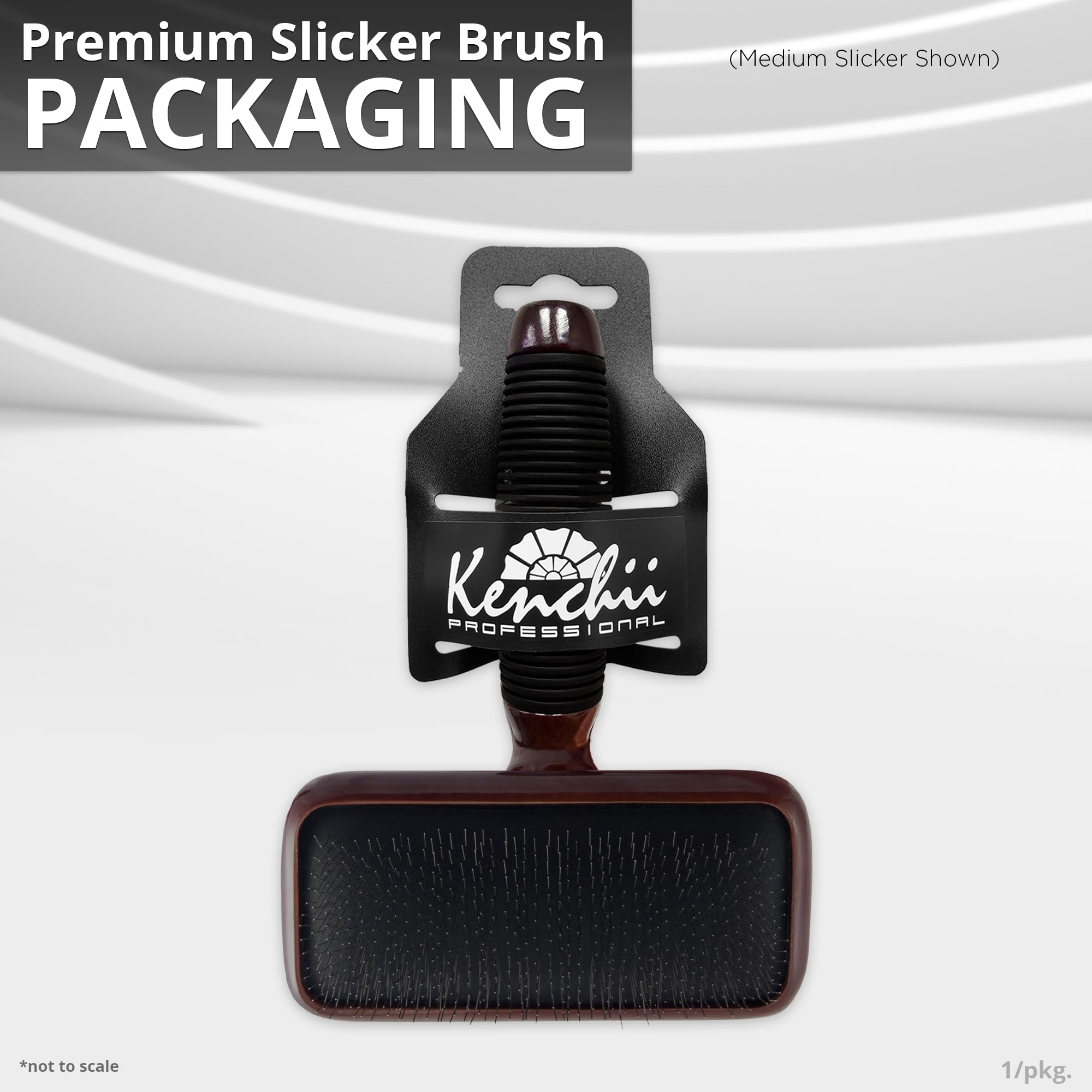 Kenchii Slicker Brush For Dogs, Professional Dog Grooming Brush For Loose Fur, Tangles, Long Short Haired, Stainless Steel Pins, Maplewood Handle (Large)