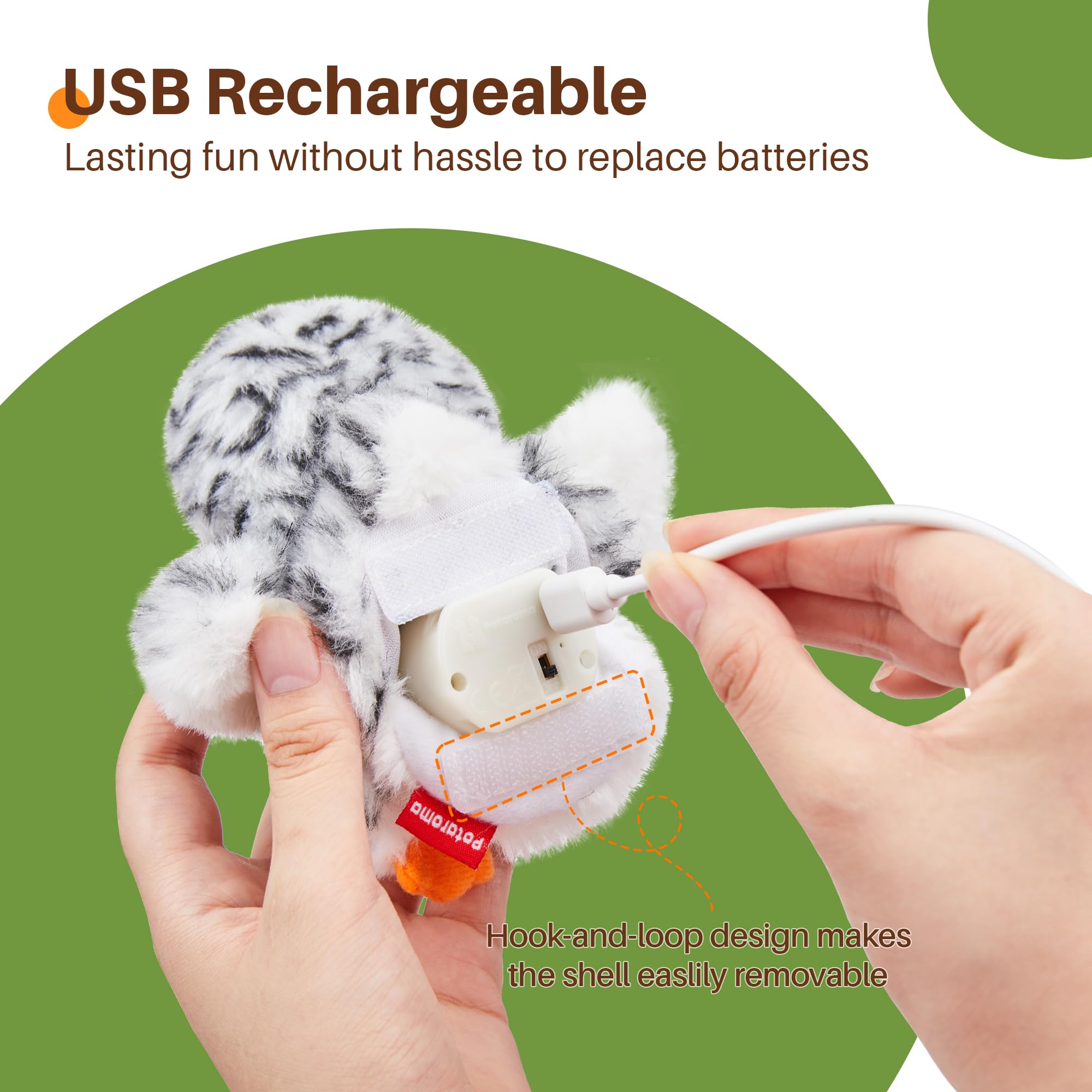 Potaroma Flapping Owl Cat Toys (No Flying), Lifelike Bird Chirp, Rechargeable Touch Activated Kitten Toy, Interactive Catnip Kicker Exercise Toys 4.0' For All Breeds