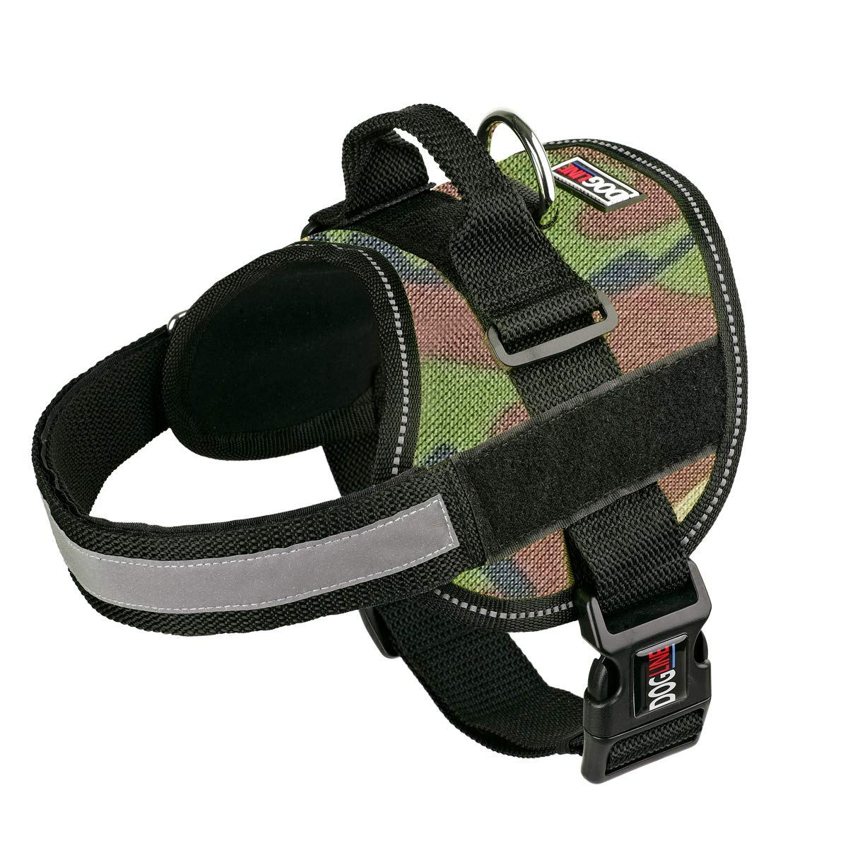 Dog Harness, Reflective No-Pull Adjustable Vest With Handle For Walking, Training, Service Breathable No - Choke Harness For Small, Medium Or Large Dogs Room For Patches Girth 36 To 46 In Green Camo