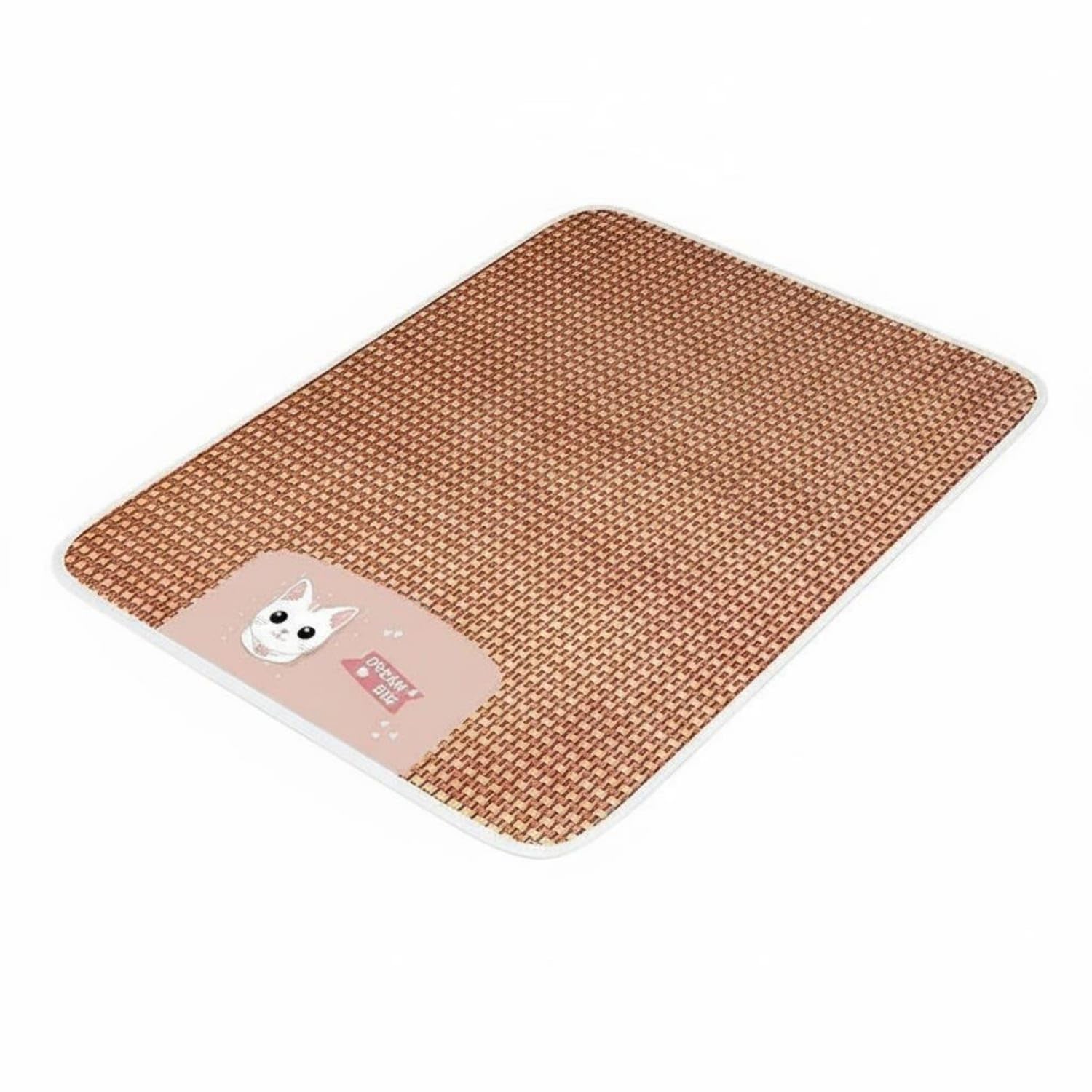 PEXORVA Cool Rattan Pet Mat Breathable Feline Sleeping Mat Woven Rattan Pet Bed Flat for Cats