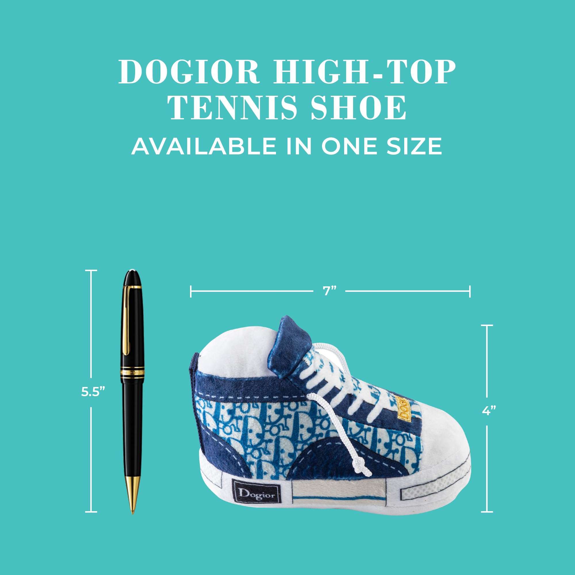 Haute Diggity Dog Dogior High-Top Tennis Shoe, Plush Designer Dog Toys With Interactive Squeaker, Stimulating Pet Enrichment, Ma