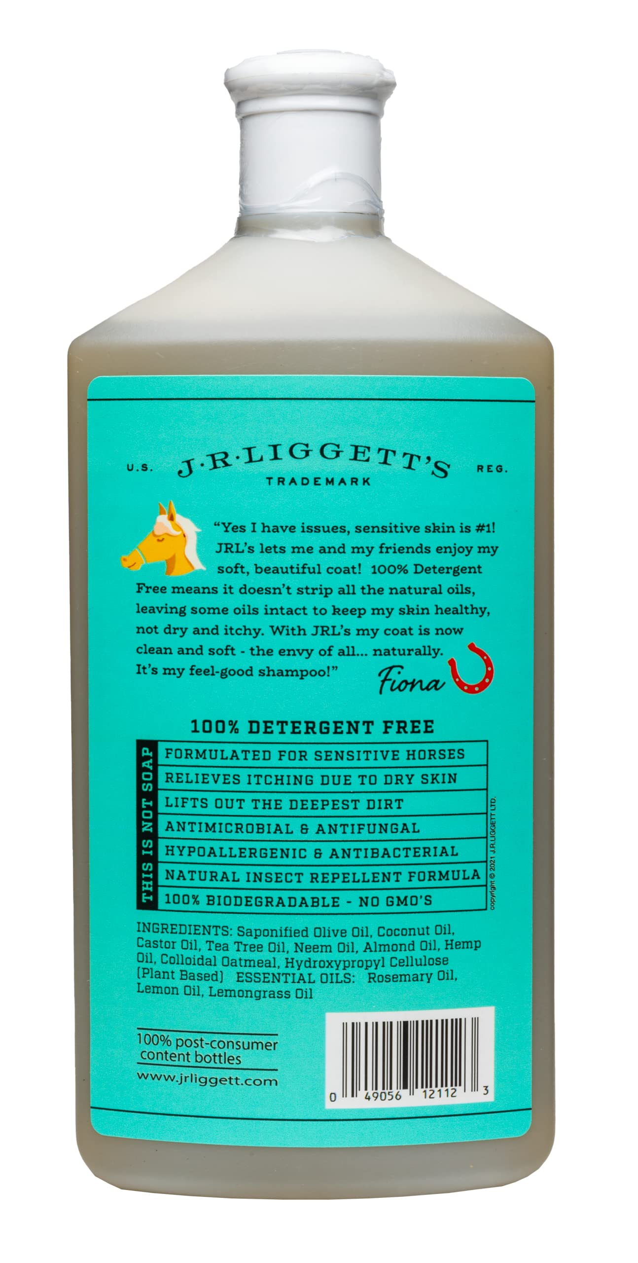 JR Liggetts Natural Liquid Horse Shampoo for Sensitive Skin - 100% Detergent Free, Non-GMO & Biodegradable - Hypoallergenic, Tea