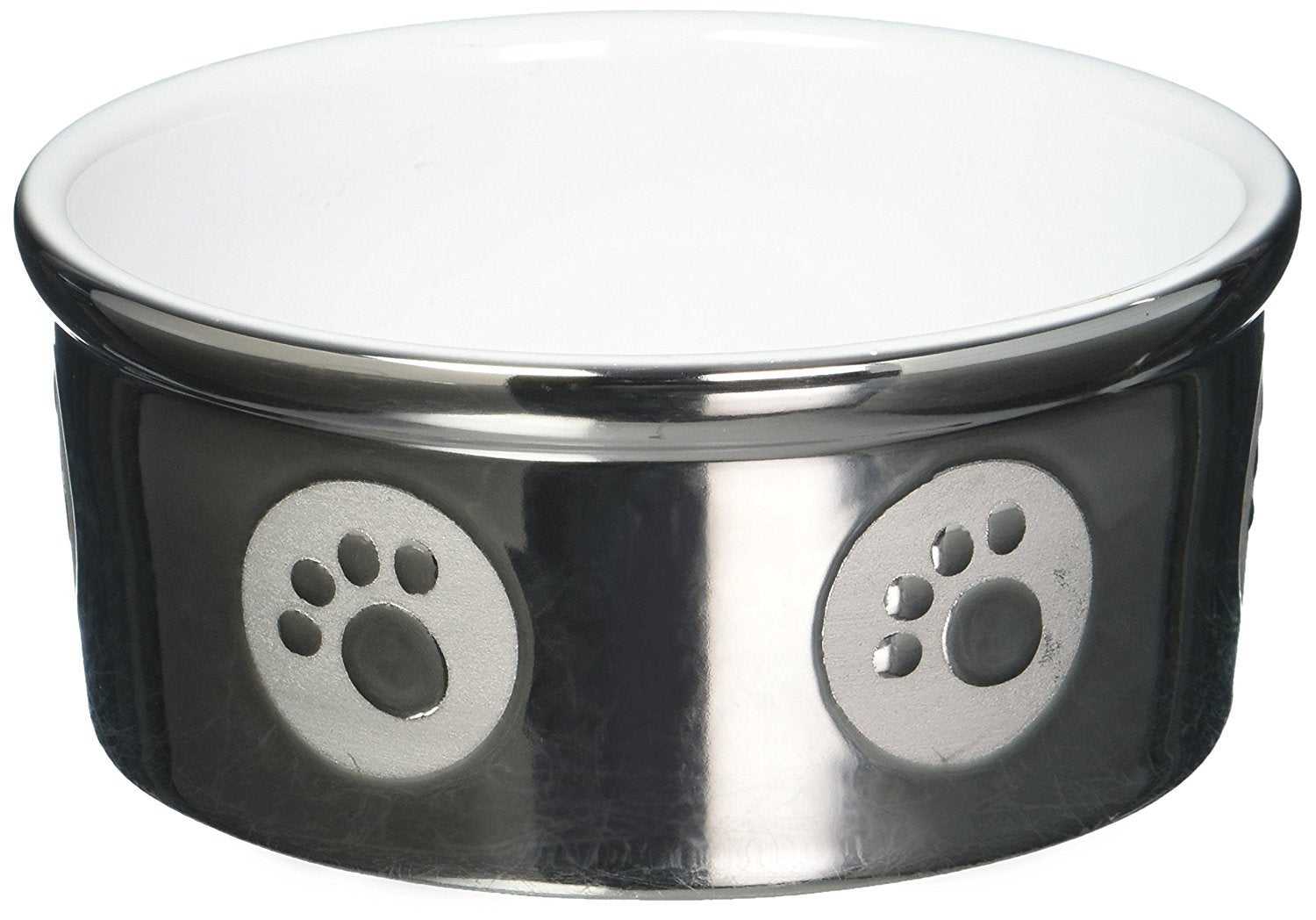 Ethical Stoneware Dish 687906 Paw Print Titanium Dog Dish