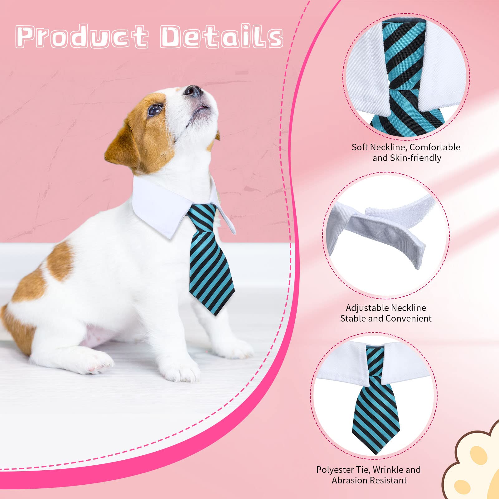 Weewooday 8 Pcs Pet Dog Cat Costume Cat Tie Collar Glasses for Small Dog Round Metal Retro Sunglasses Tie Pet Costume Tuxedo Nec