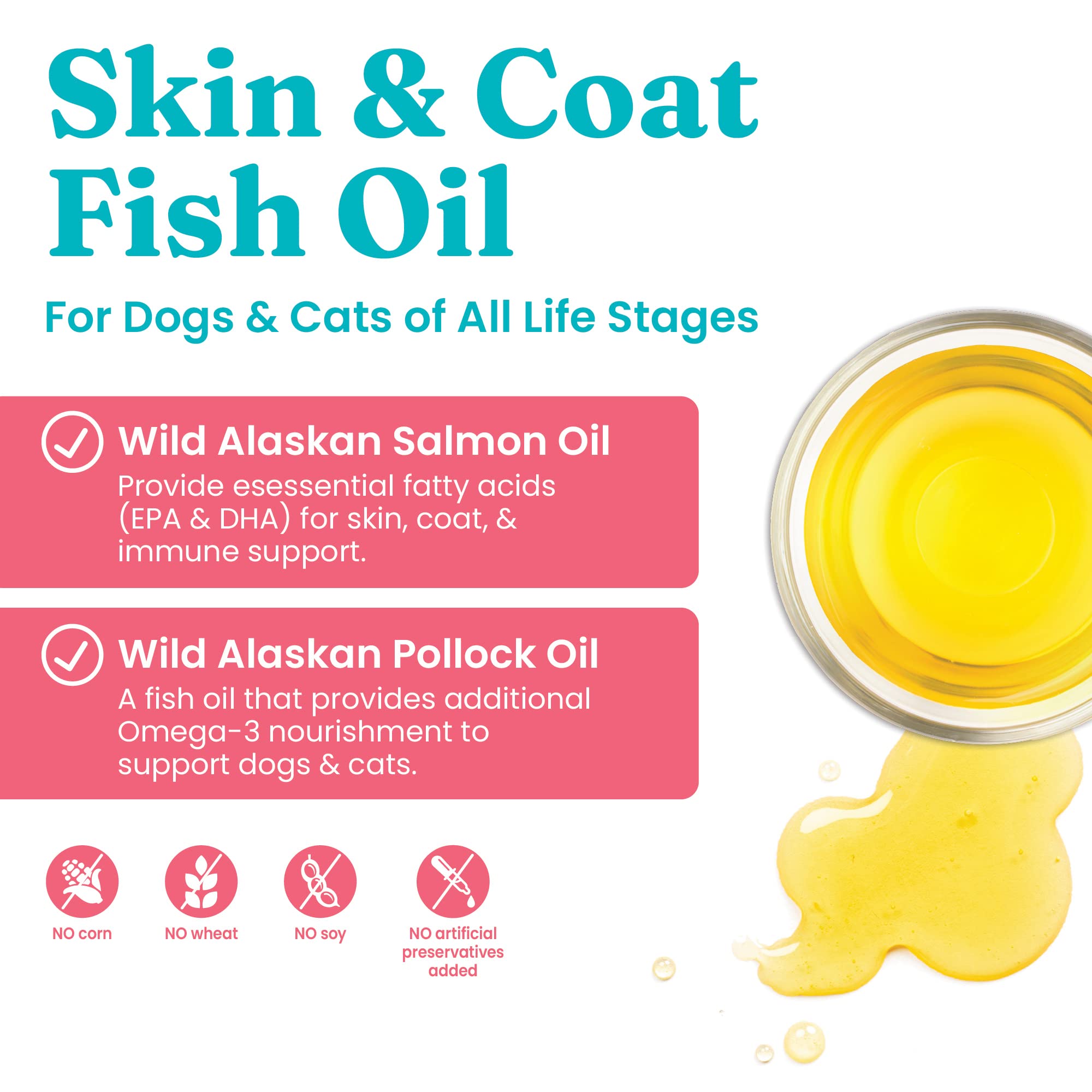 Solid Gold Omega 3 Fish Oil for Dogs & Cats - Wild Alaskan Salmon Oil for Dogs Skin and Coat Support - Omega 3 Dog Supplement Li