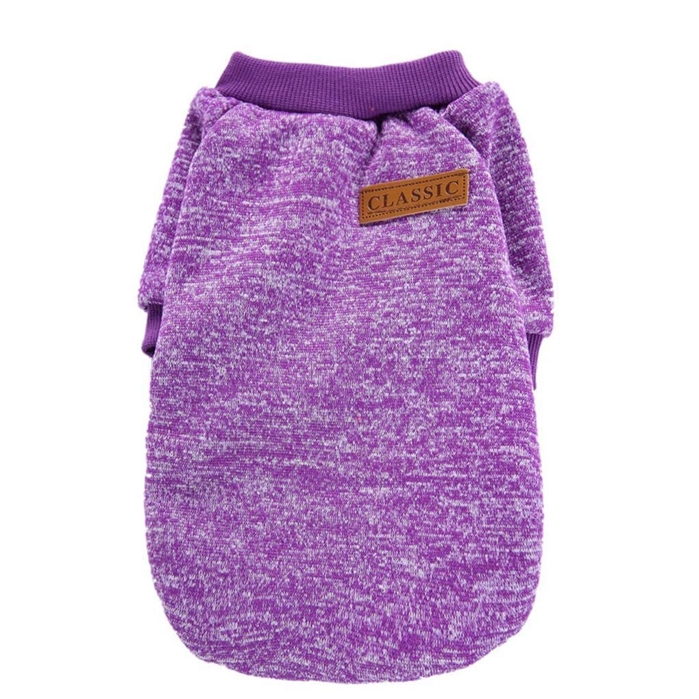 Jecikelon Pet Dog Clothes Dog Sweater Soft Thickening Warm Pup Dogs Shirt Winter Puppy Sweater For Dogs (Purple, M)