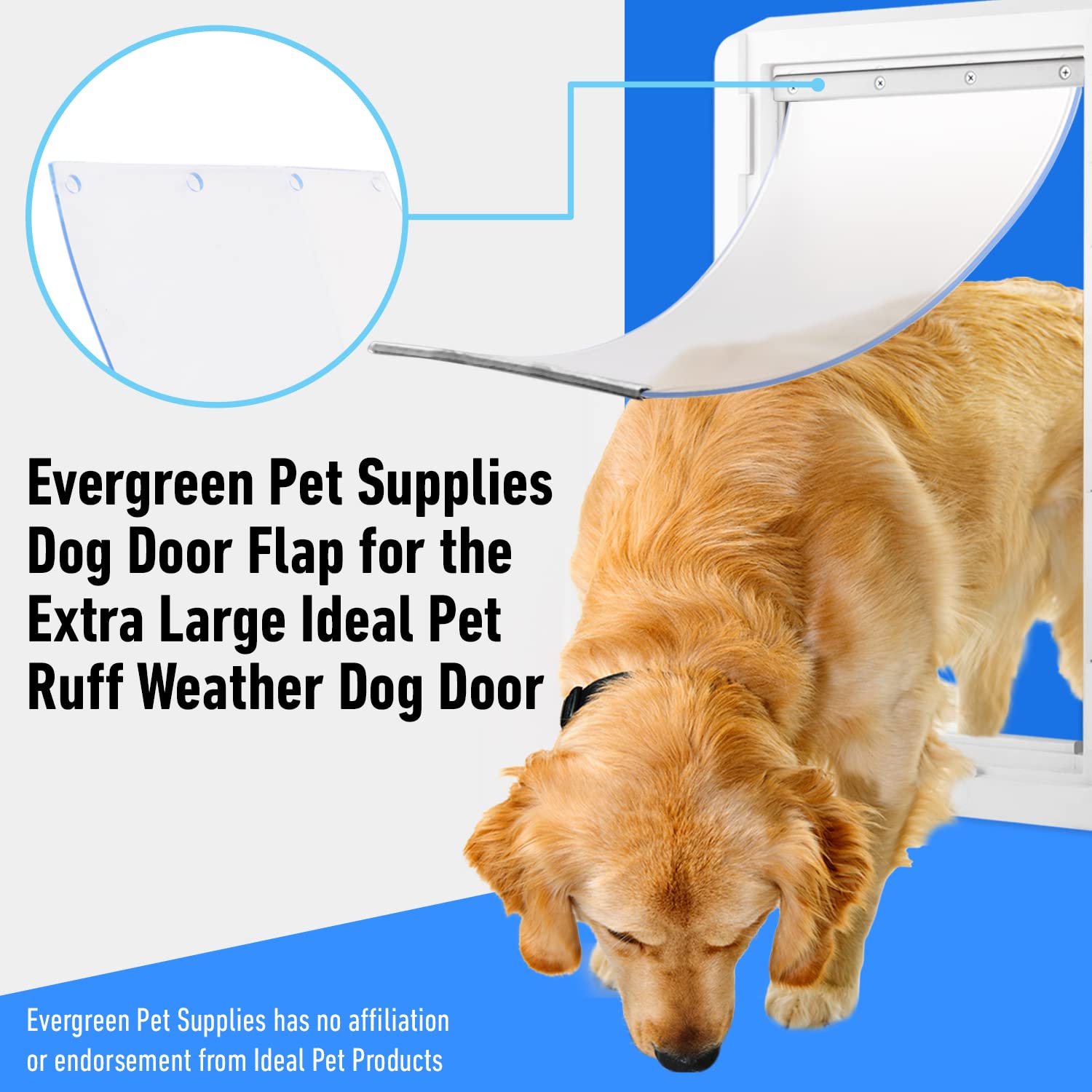 Evergreen Pet Supplies Weatherproof XL Dog Door Flap - 9.75x17 in - Fits Large Pets up to 90 lbs - Metal Material