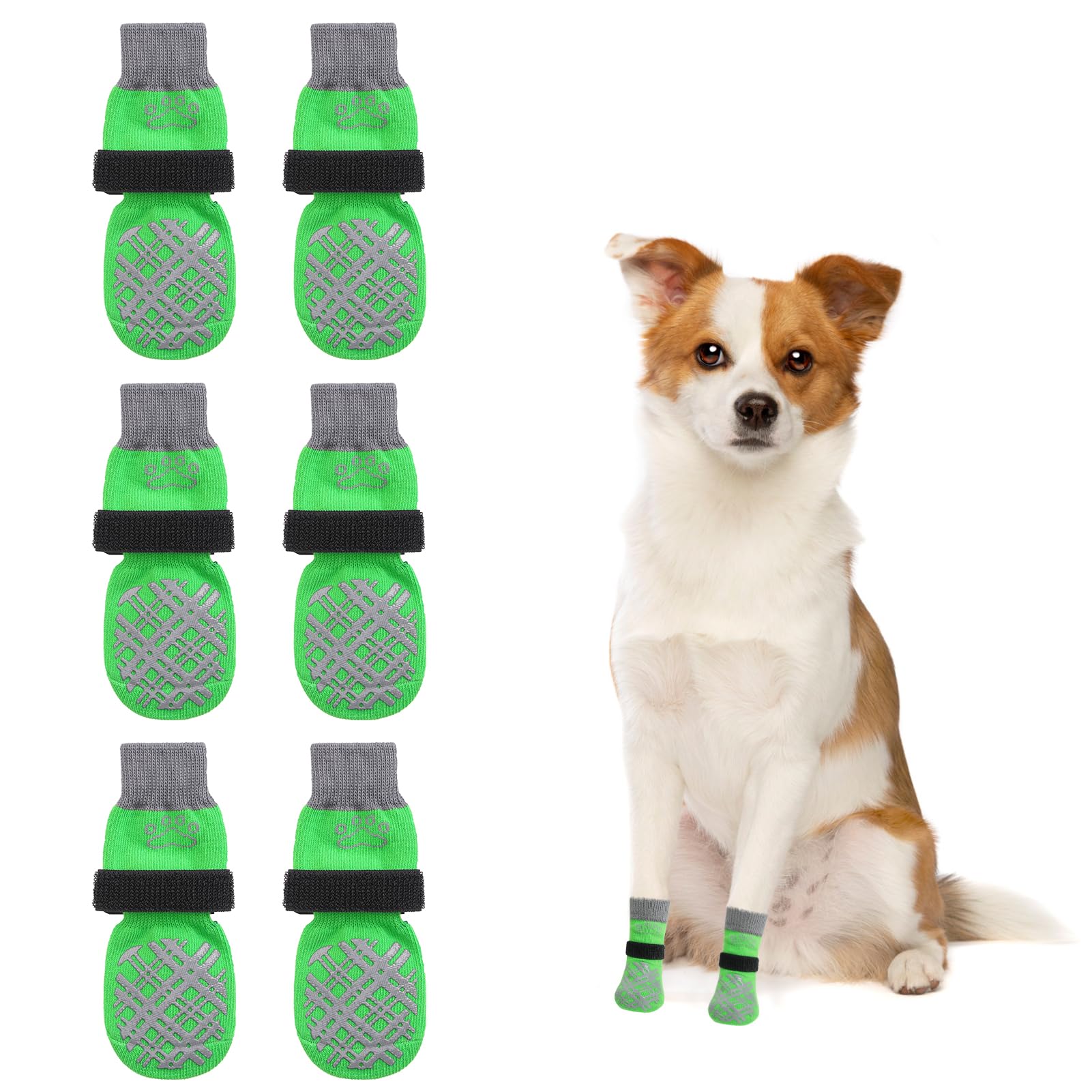 Beautyzoo Dog Socks For Hardwood Floors - Shoes For Small To Large Dogs - Double Side Grips, Traction Control, Anti Slip, Paw Pr