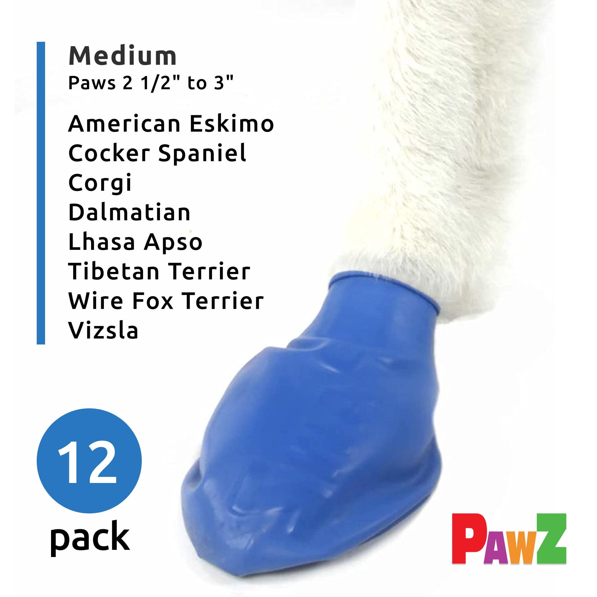 PawZ Rubber Dog Boots for Medium Paws - All-Weather Waterproof Dog Shoes, Anti-Slip Traction for Rain, Snow, Mud & Hot Pavement