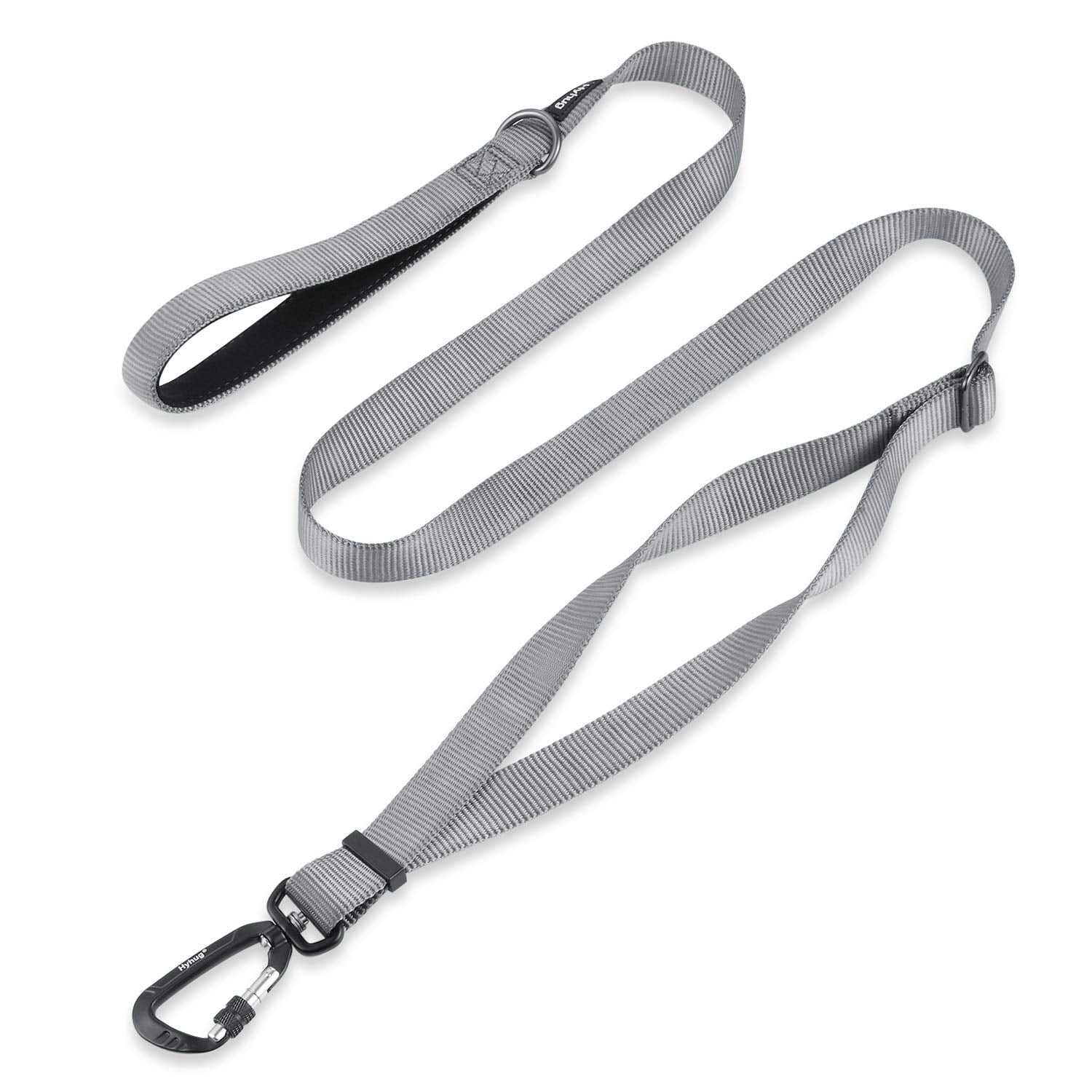 Hyhug Pets Heave Duty And Lightweight Aluminium Clip Adjustable 6 Feet Long Leash With Sturdy Nylon And Super Soft Neoprene Lined Handle For Medium Large Giant Dogs Lead. (Large, Sleet Gray)