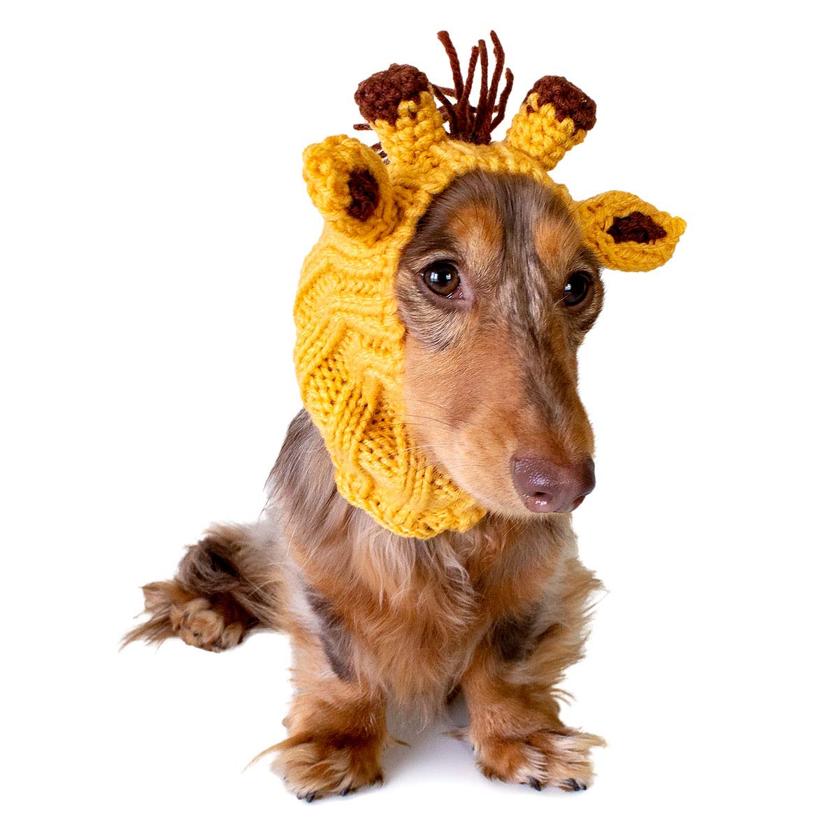 Zoo Snoods Giraffe Costume - Knit Dog Snood Ear Wrap For Pets, Warm Neck Cover For Halloween And Winter (Small)