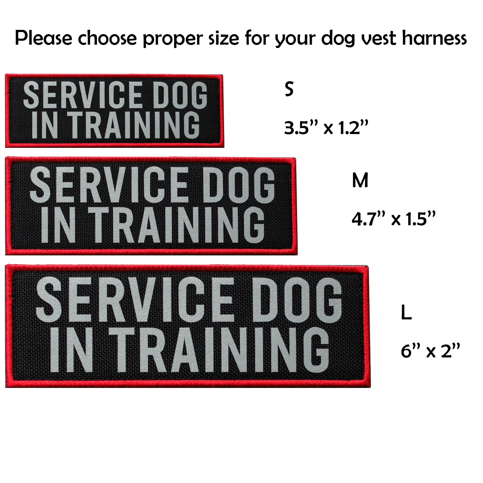 FITZNORA 2 Pcs Reflective Service Dog in Training Patch Set with Hook and Loop Fastener, Embroidered Border with Printed Letters