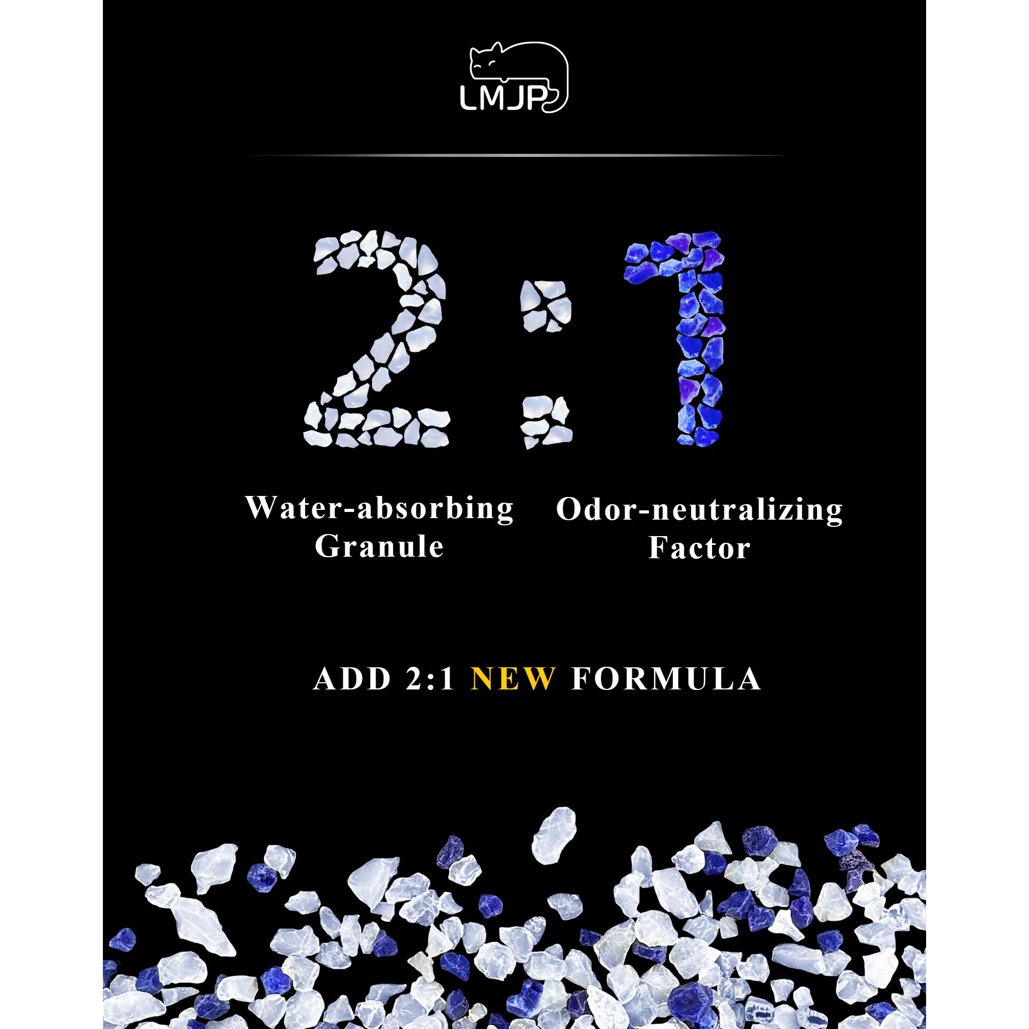 Lmjp Crystal Cat Litter With Powerful Odor Control, Non-Clumping, Lasts Up To 4 Months, 17.2Lb, Rapid Water Absorption, Unscente