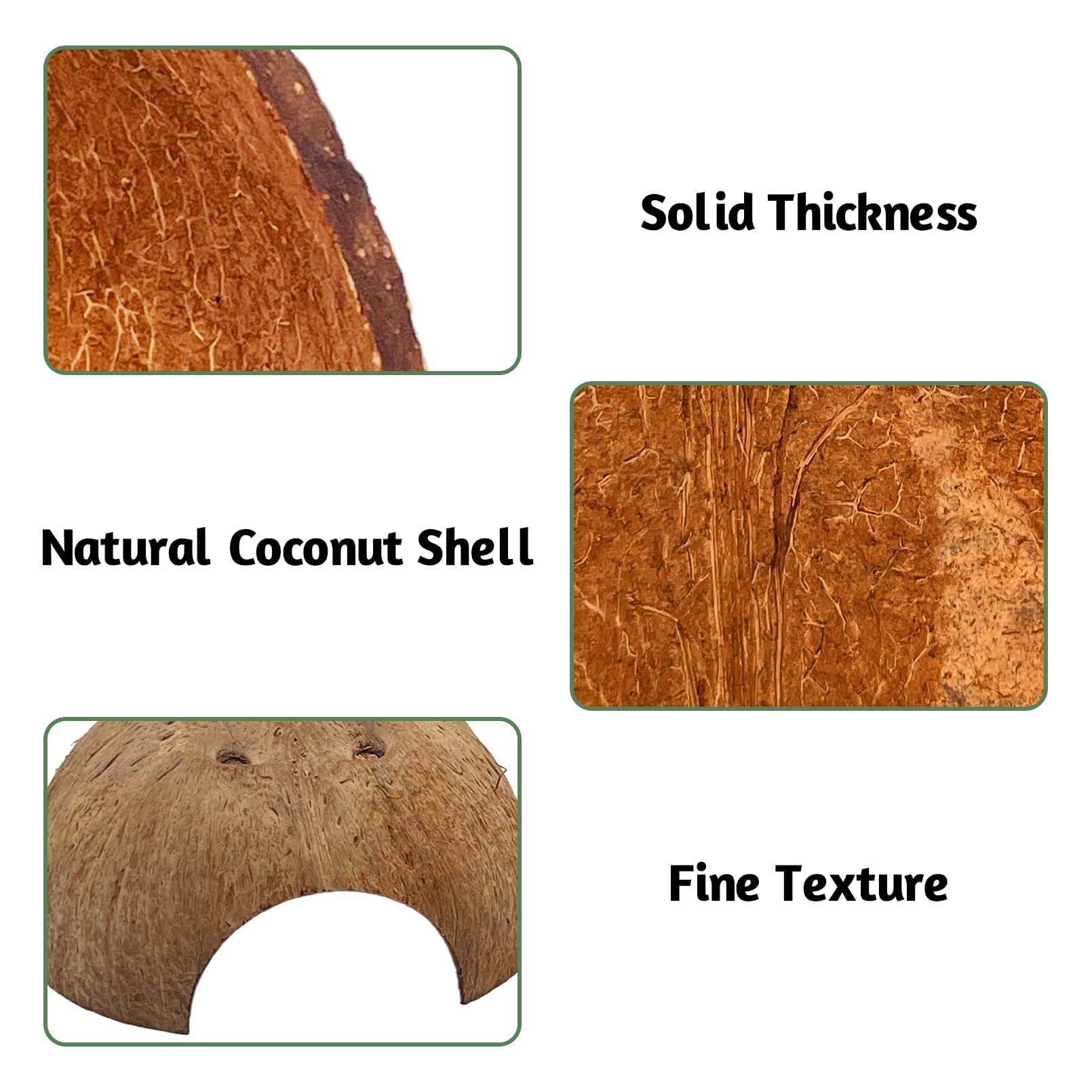 Pinvnby 2 Pcs Natural Coconut Reptile Hideouts Lizard Coco Hut Hermit Crab Hut Aquarium Fish Hide Cave Spider Snail Climber Toys