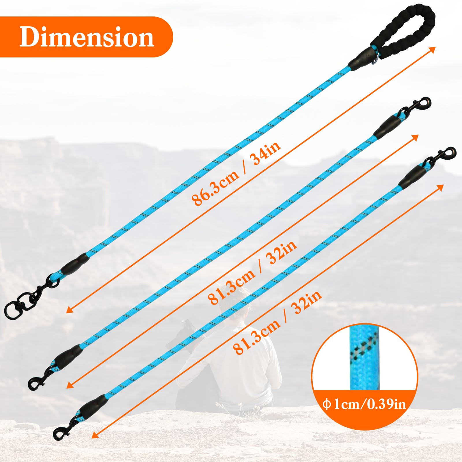 5 Way Dog Leash With 360 Swivel, Comfortable For Walking & Training