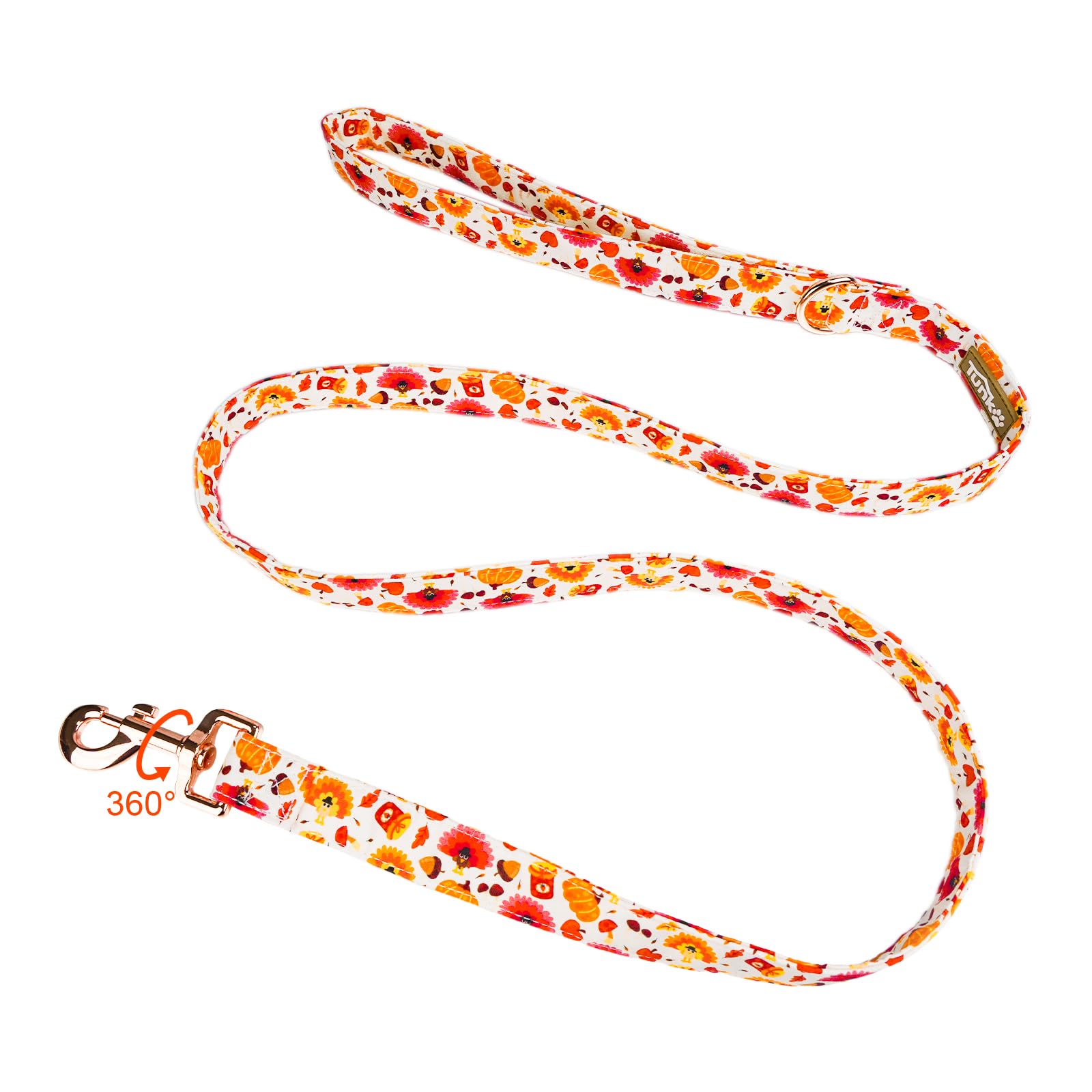 Tunkoo Dog Leash Pumpkin And Turkey Pattern - Durable, Stylish Thanksgiving Pet Leash, Available In Small, Medium And Large, Dai