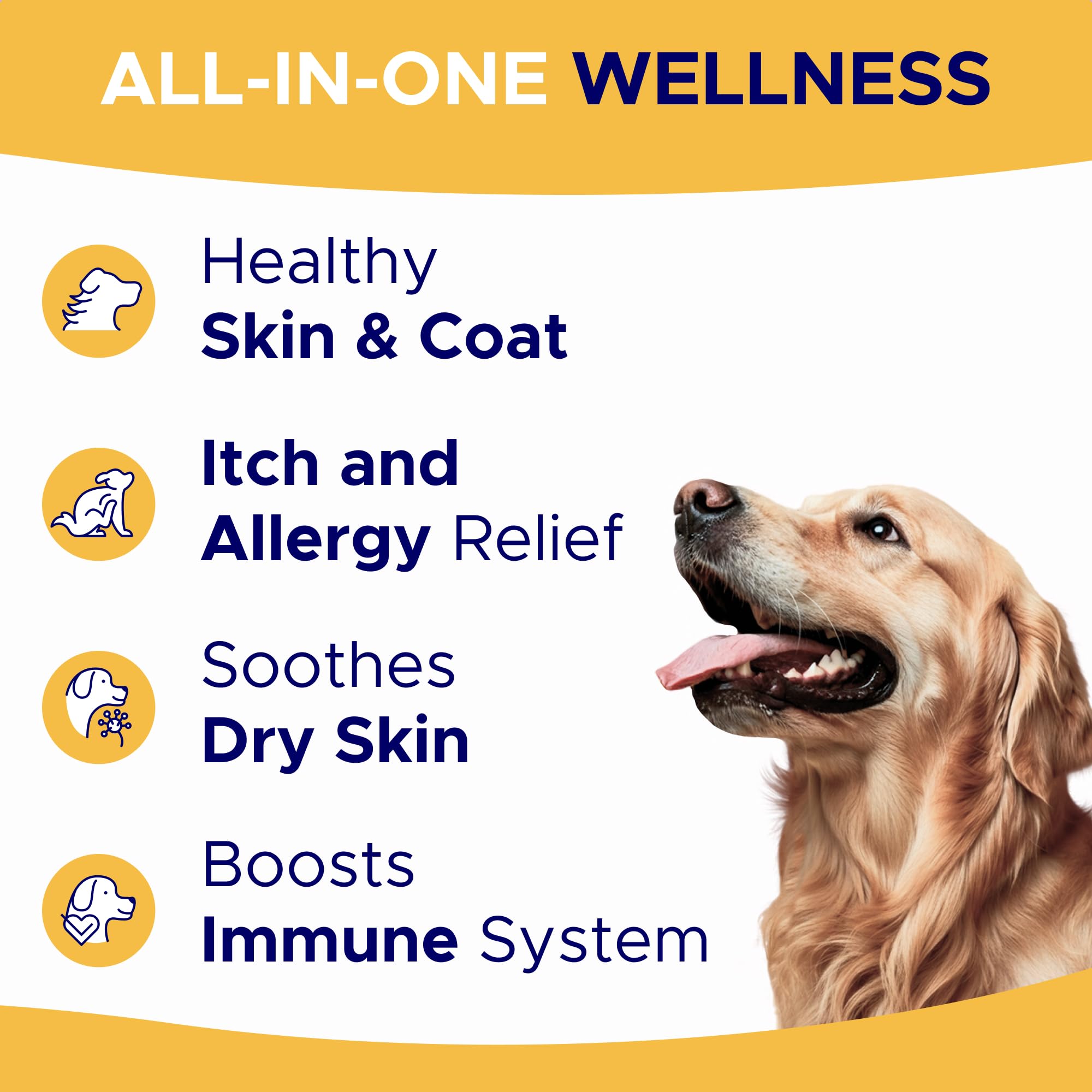 Omega 3 Fish Oil for Dogs (180 Ct) - Skin & Coat Chews - Dry & Itchy Skin Relief + Allergy Support - Shiny Coats - EPA&DHA Fatty