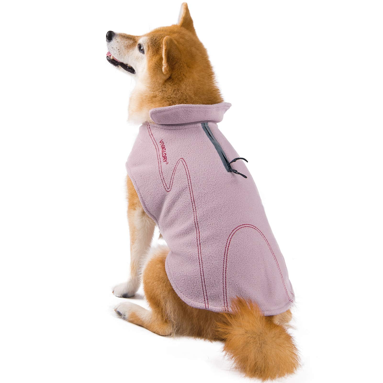 Vivaglory Dog Fleece Coat Warm Jacket With Hook And Loop Fastener, Easy To Take On And Off, Winter Vest Sweater For Small Medium Large Dogs Puppy Windproof Clothes For Cold Weather, Pink, Xl