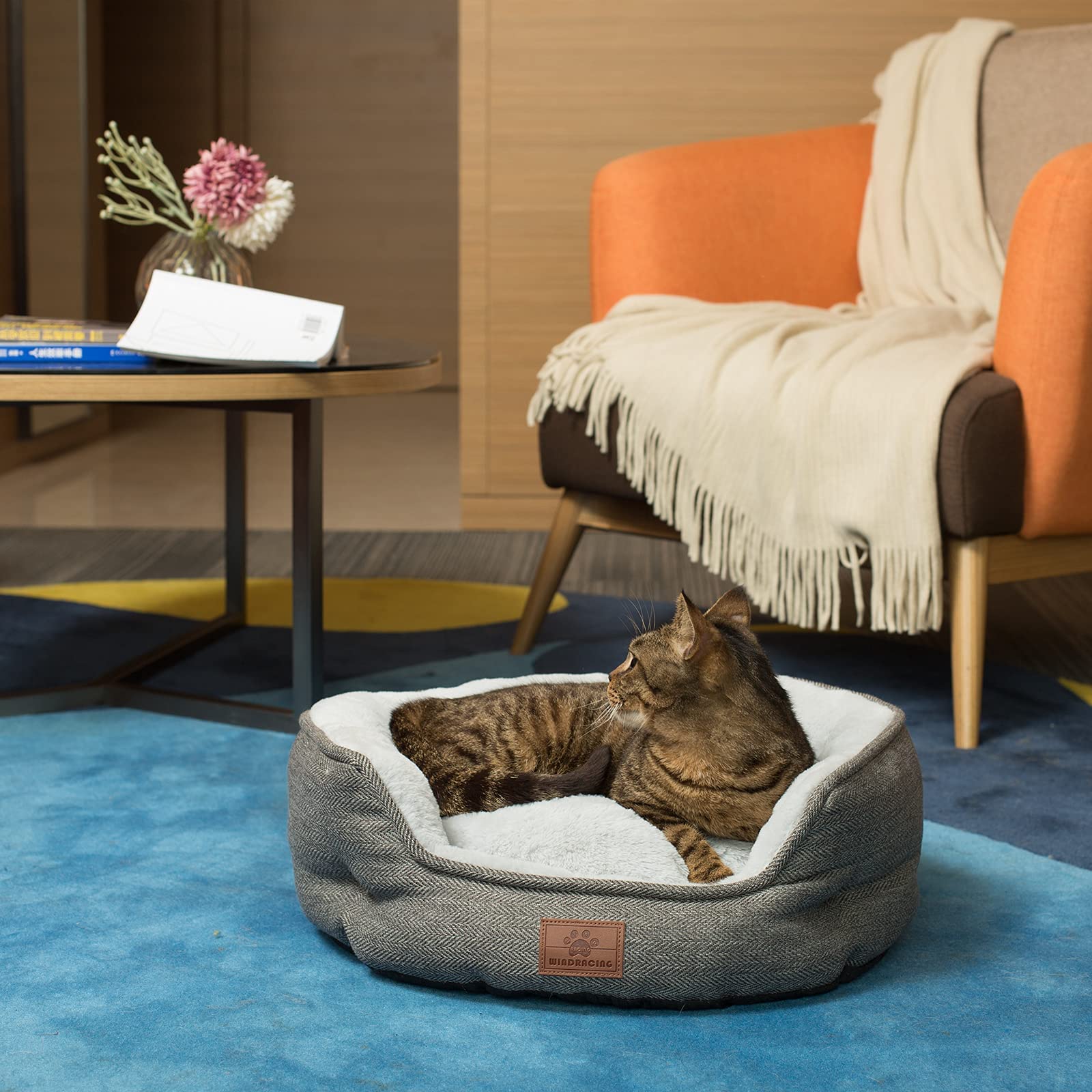Cat Beds For Indoor Cats,Small Dog Bed,Cuddler Dog Beds,Calming Dog Bed Donut,Soft Anxiety Cozy Pet Beds,Puppy Bed For Small/Medium Dogs Washable Roun