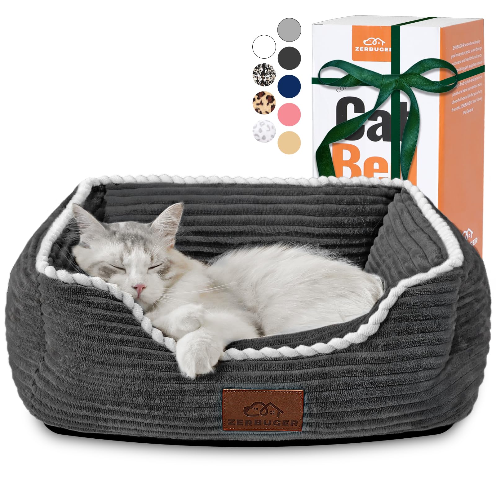Cat Dog Bed For Pets, Rectangle Pet Bed Gift For Puppy And Kitten, Machine Washable Calming Fluffy Pet Couch Sofa For Indoor Out