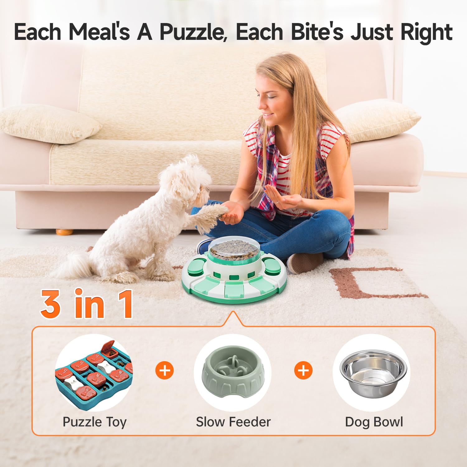 Potaroma Dog Puzzle Toy 2 Levels, Slow Feeder, Pup Food Treat Feeding Dispenser for IQ Training and Entertainment for All Breeds