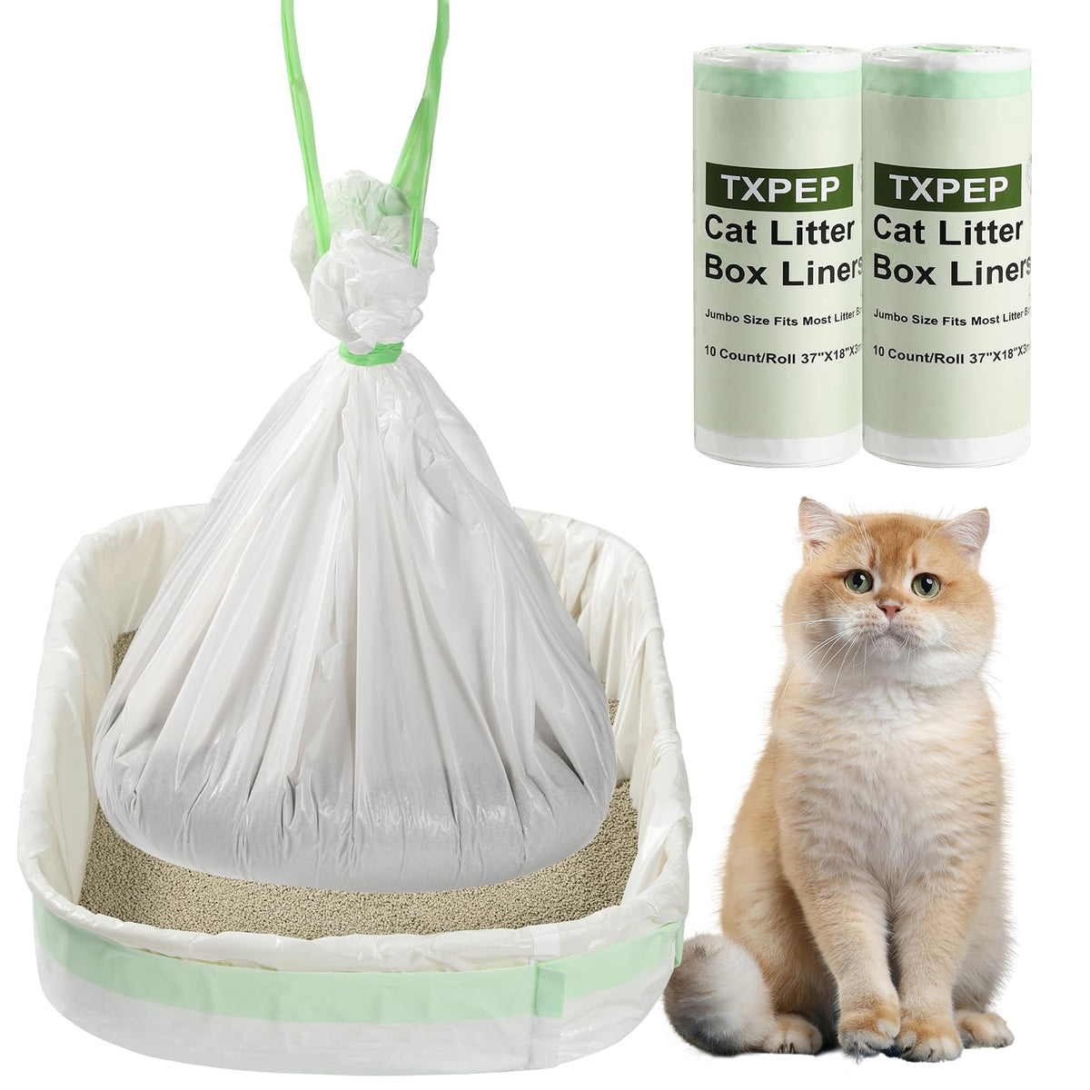 20 Cat Litter Box Liners Jumbo 37'' X 18'' Thicken Tear Resistant Litter Liners Bag Heavy Duty Kitty Pan Liners Disposable Extra