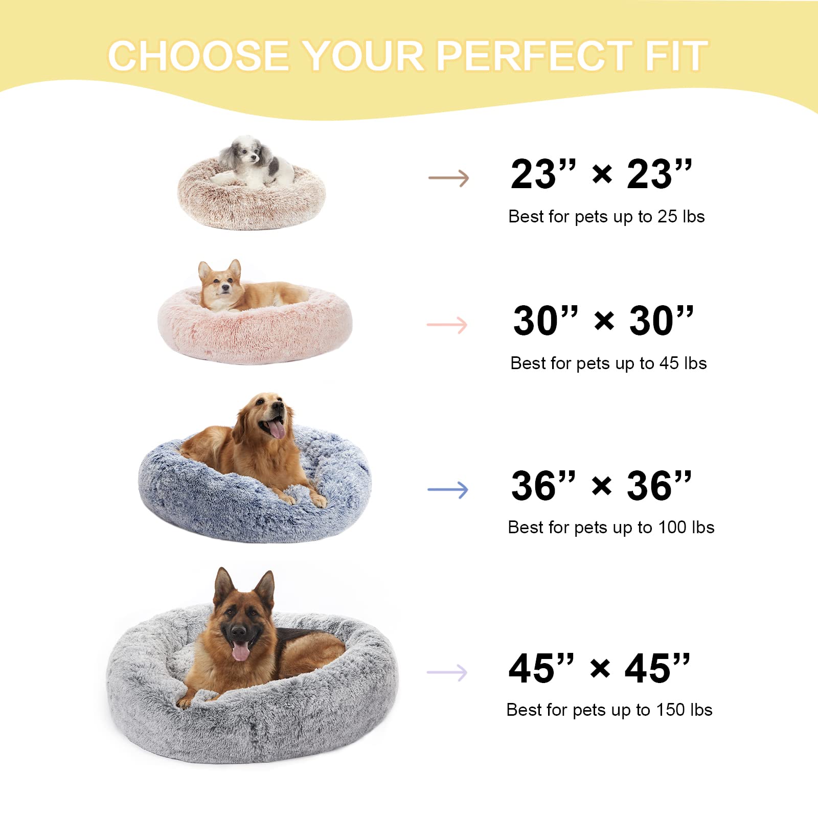 Bedfolks Calming Donut Dog Bed - 45 Inches Round, Plush For Extra Large Dogs, Anti-Anxiety, Washable & Non-Slip (Light Blue, Ext