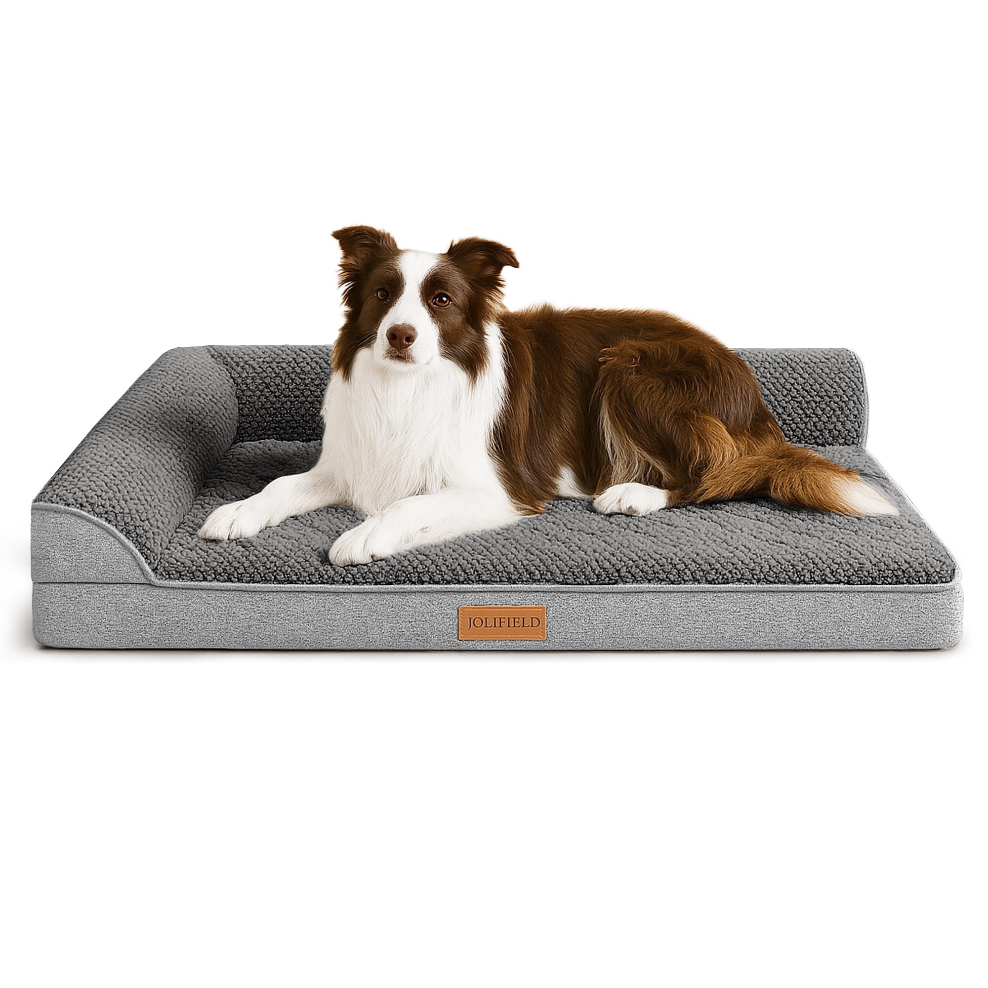 Jolifield Orthopedic Jacquard Xl Dog Bed For Large Dogs 42''X28'', Waterproof L Shaped Big Large Pet Sofa Bed With Washable Remo