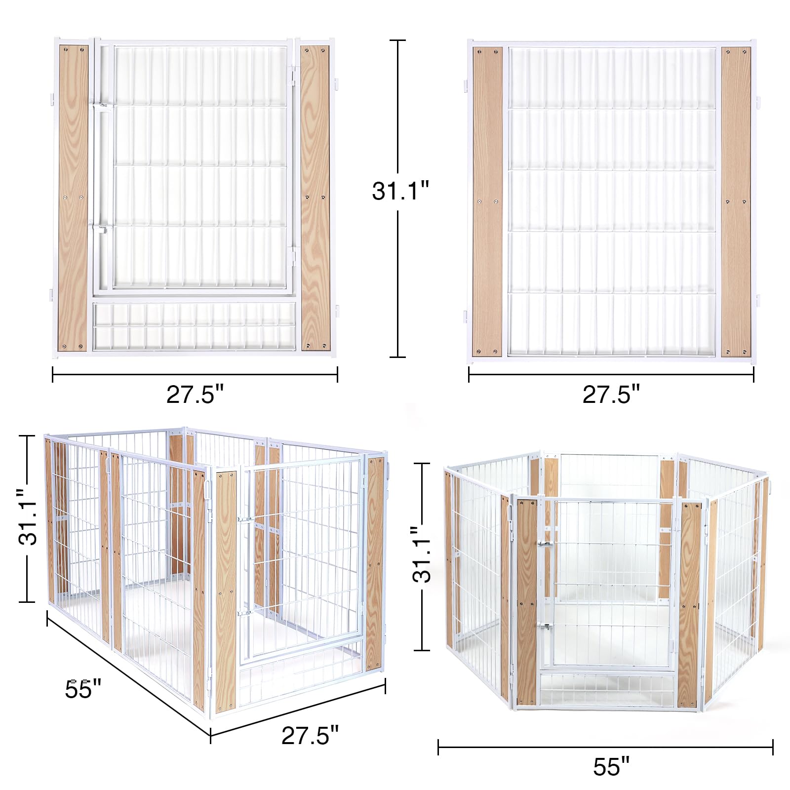 Heavy Duty Dog Playpen 32 Inch Height - Indoor Outdoor Pet Fence Enclosure For Medium And Small Dogs - Foldable Puppy Exercise P