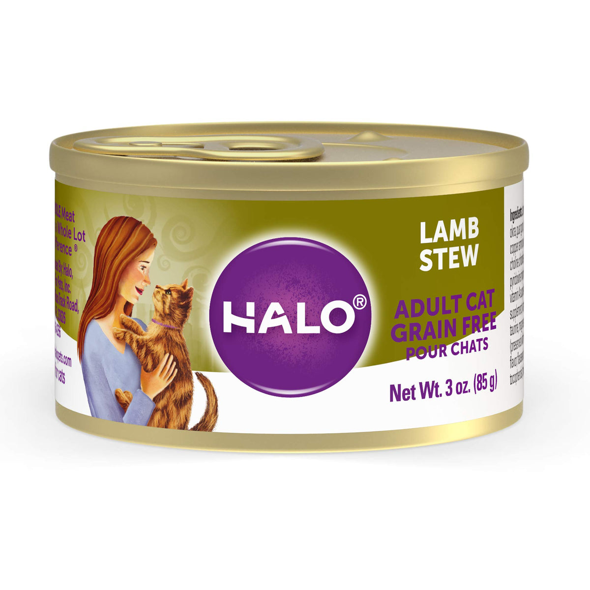 Halo Adult Wet Cat Food, Grain Free, Lamb Stew 3Oz Can (Pack Of 12)