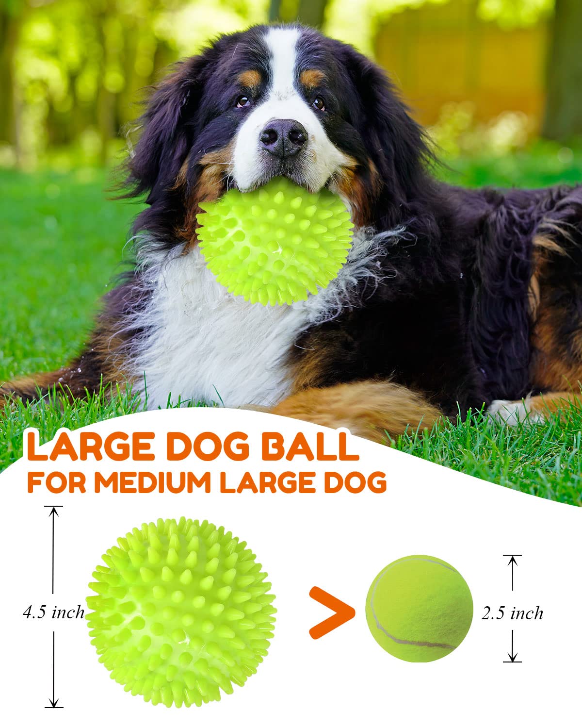 Pweituoet 4.5    Heavy Duty Squeaky Dog Balls For Medium Large Dogs, Dog Toys For Aggressive Chewers, Spike Ball Toys For Clean