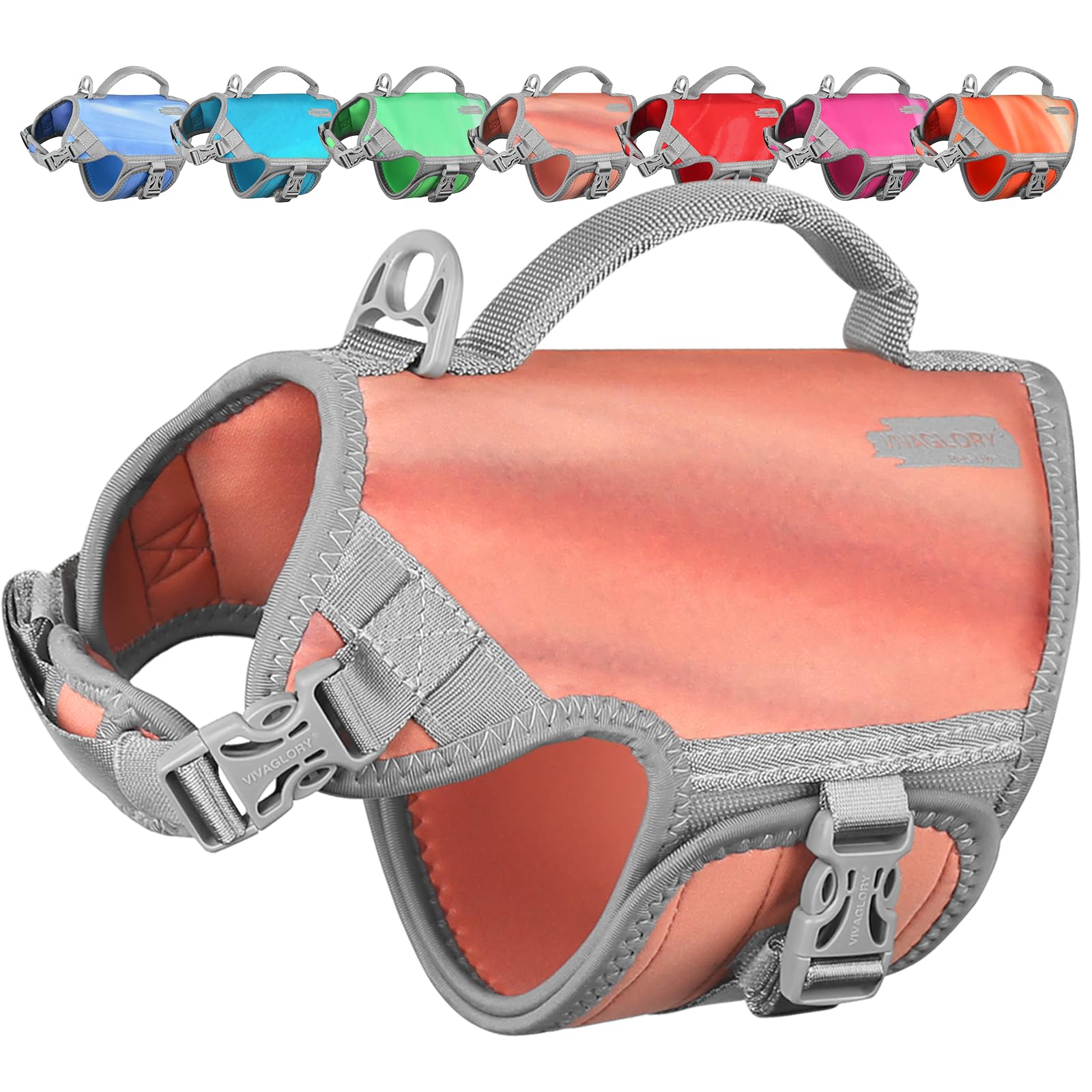 Vivaglory Neoprene Dog Life Jacket Cat Life Jacket For Boating Hunting & Swimming, Lightweight With Leash Ring, Xs, Pink Desert