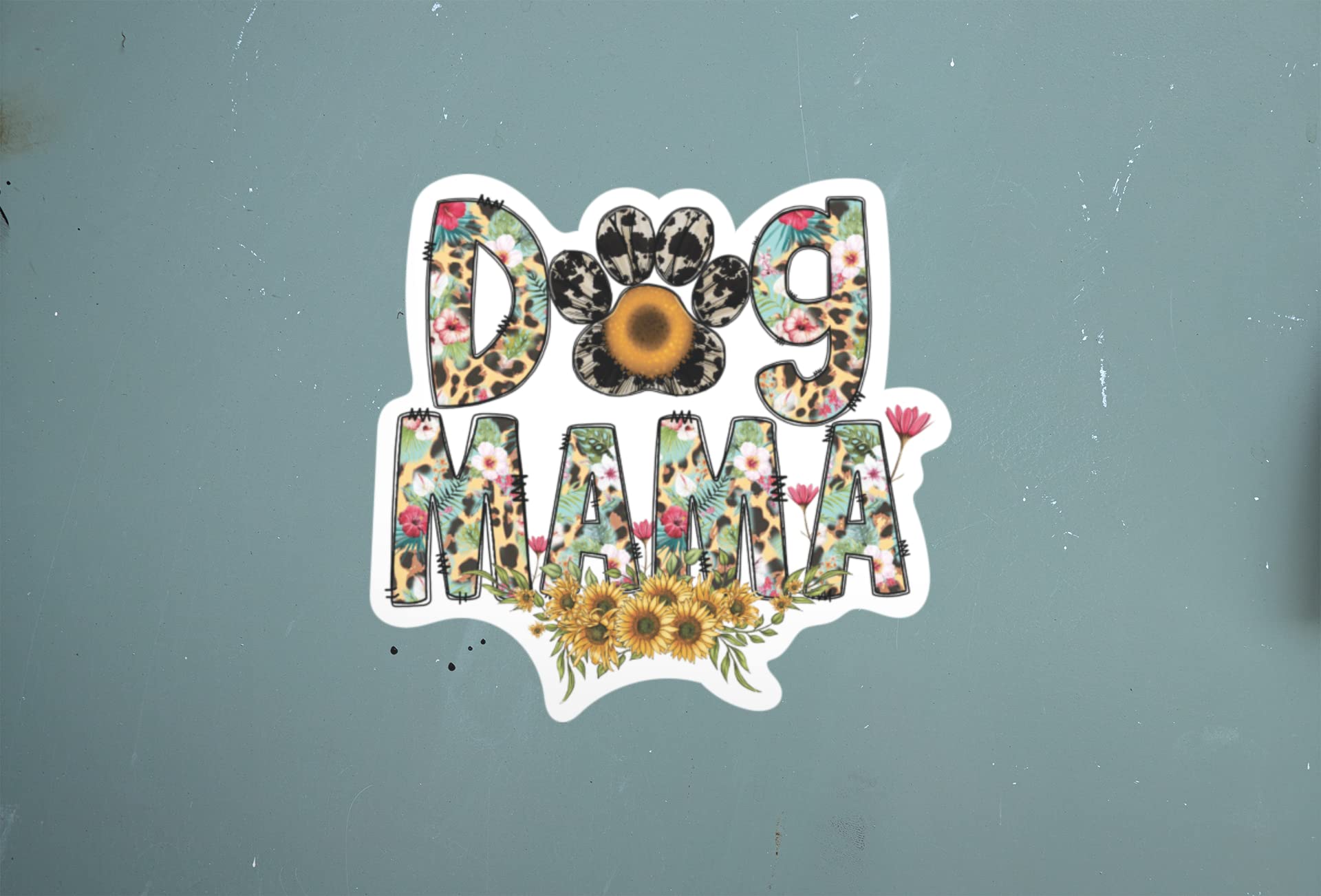 Dog Mama 5 Inch Waterproof Decal Sticker Wall Mom Mother Window Sunflower Love Pet Paw Dog Cat Family Bird Pets Pig Rabbit Lover