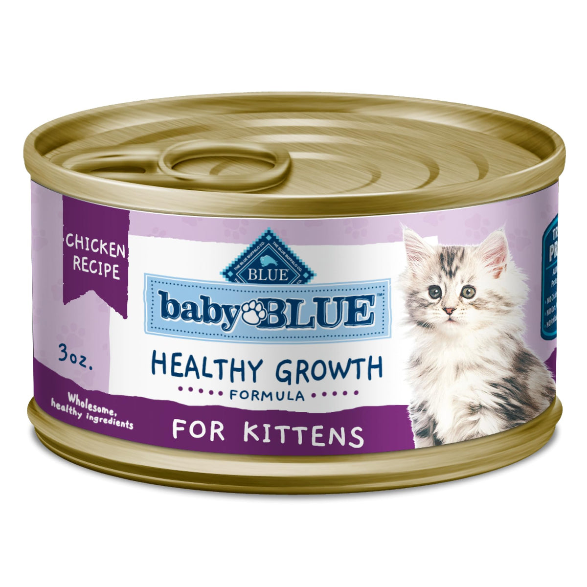 Blue Buffalo Baby Blue Natural Kitten Wet Cat Food, Healthy Growth Formula With Dha, Chicken Recipe Multi-Pack, 3-Oz. Cans (24 C