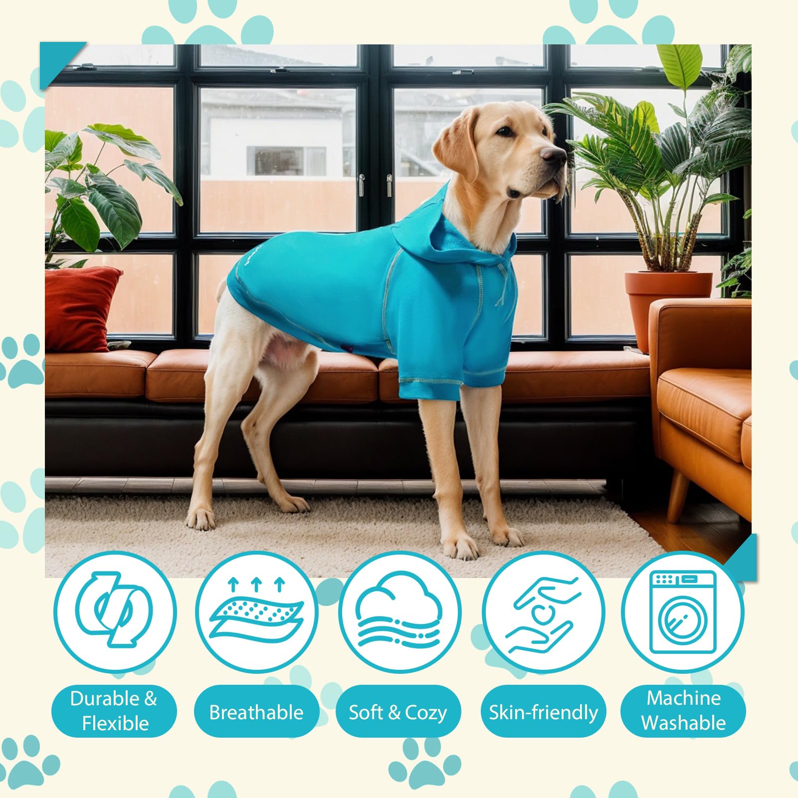 Kickred Basic Dog Hoodie Sweatshirts, Pet Clothes Hoodies Sweater With Hat And Leash Hole, Soft Cotton Outfit Coat For Small Medium Large Dogs