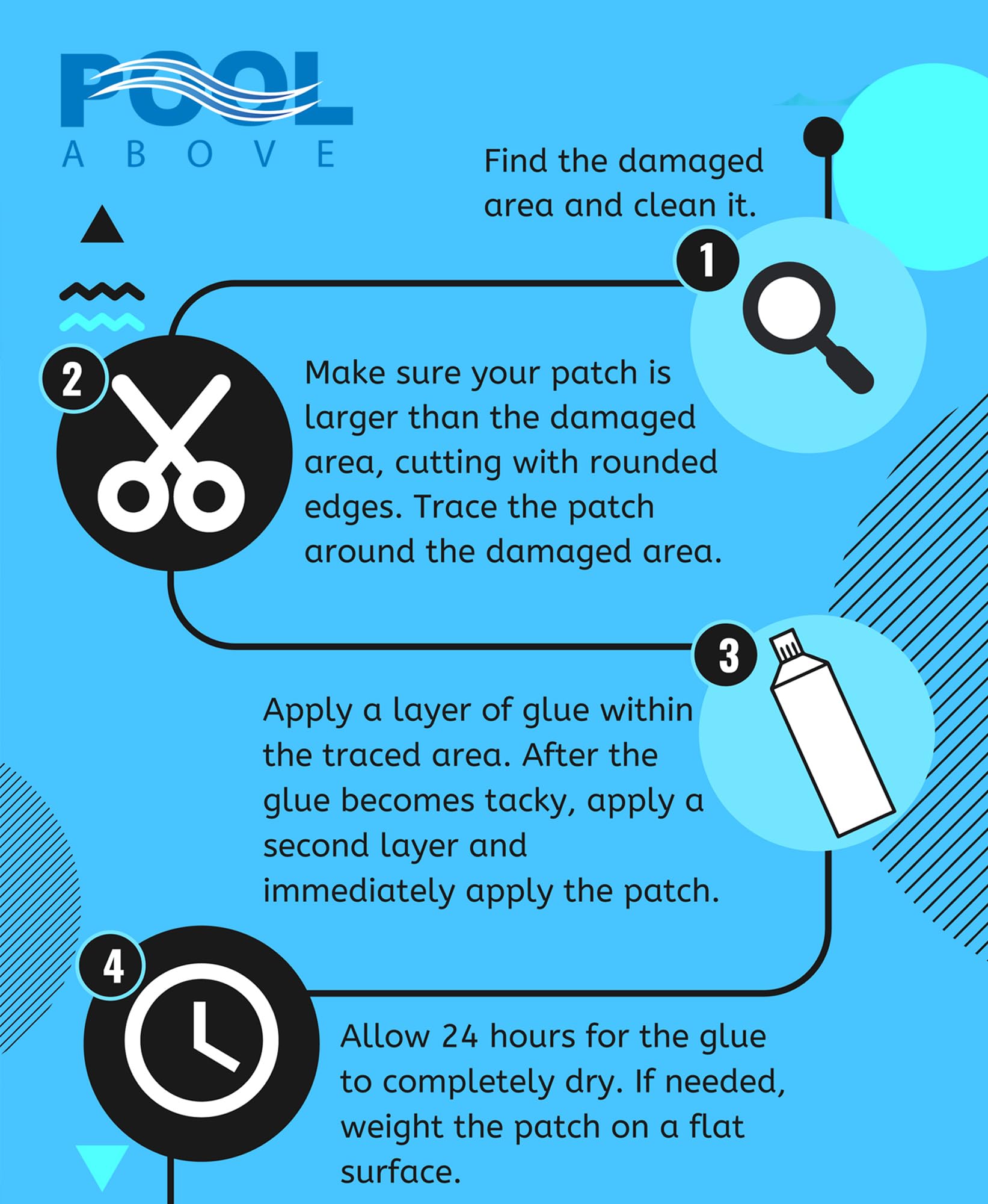 Heavy Duty Vinyl Repair Patch Kit For Above-Ground Pool Liner Repair Glue And Patch Inflatables Boat Raft Kayak Air Beds Inflata