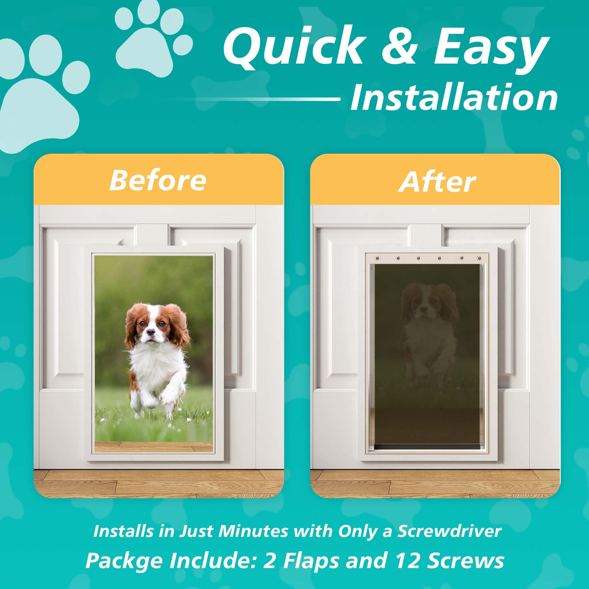 2Pack Extra Large Dog Door Replacement Flaps With Screws - Pet Door Replacement Flap Compatible With Petsafe Freedom Doggie Door