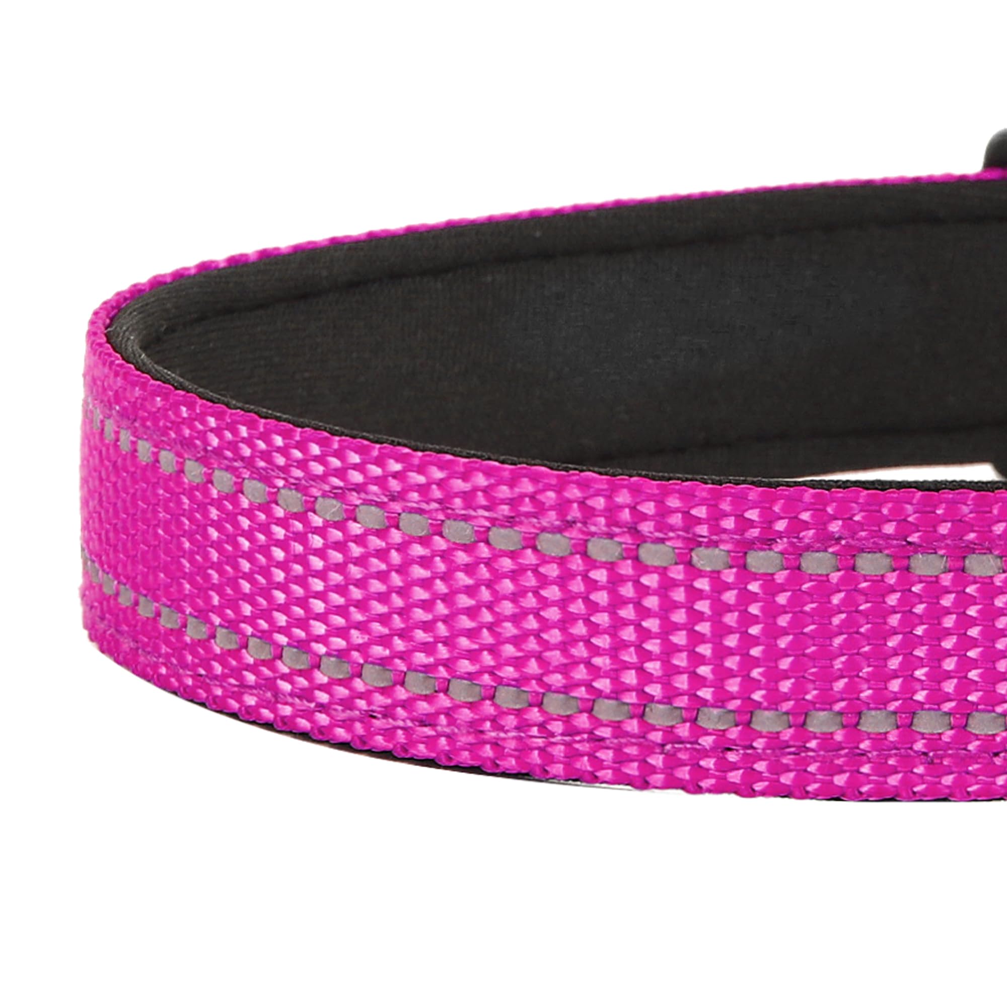 Pwod Reflective Dog Collar, Adjustable Soft Neoprene Padded Nylon Pet Collars With Buckle For Small Dogs, Rose Red,S
