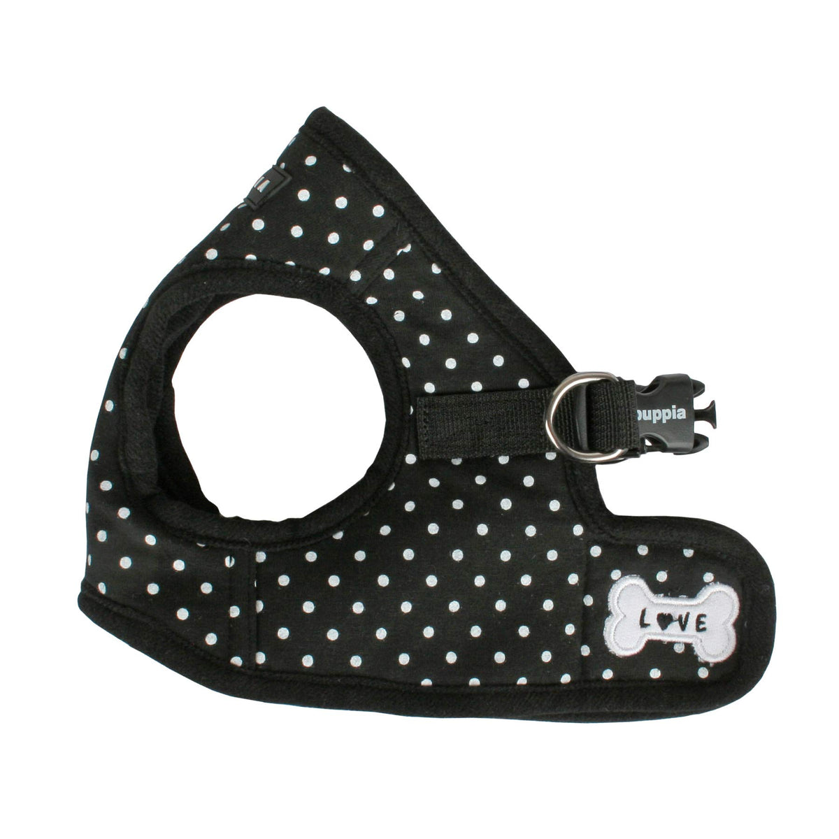 Puppia Dotty Step-In Vest Dog Harness No Pull No Choke Easy Wear Training Walking For Small Dog, Large, Black