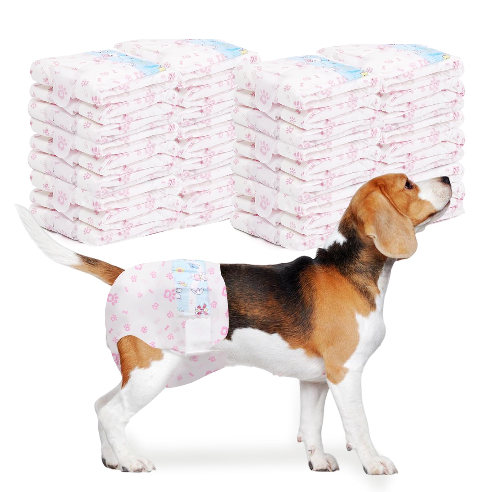 Disposable Dog Diapers Female 90 Count Puppy Diapers Female (Waist 13.4-19.7 In L) Super Absorbent Large Dog Pads For Heat Excit