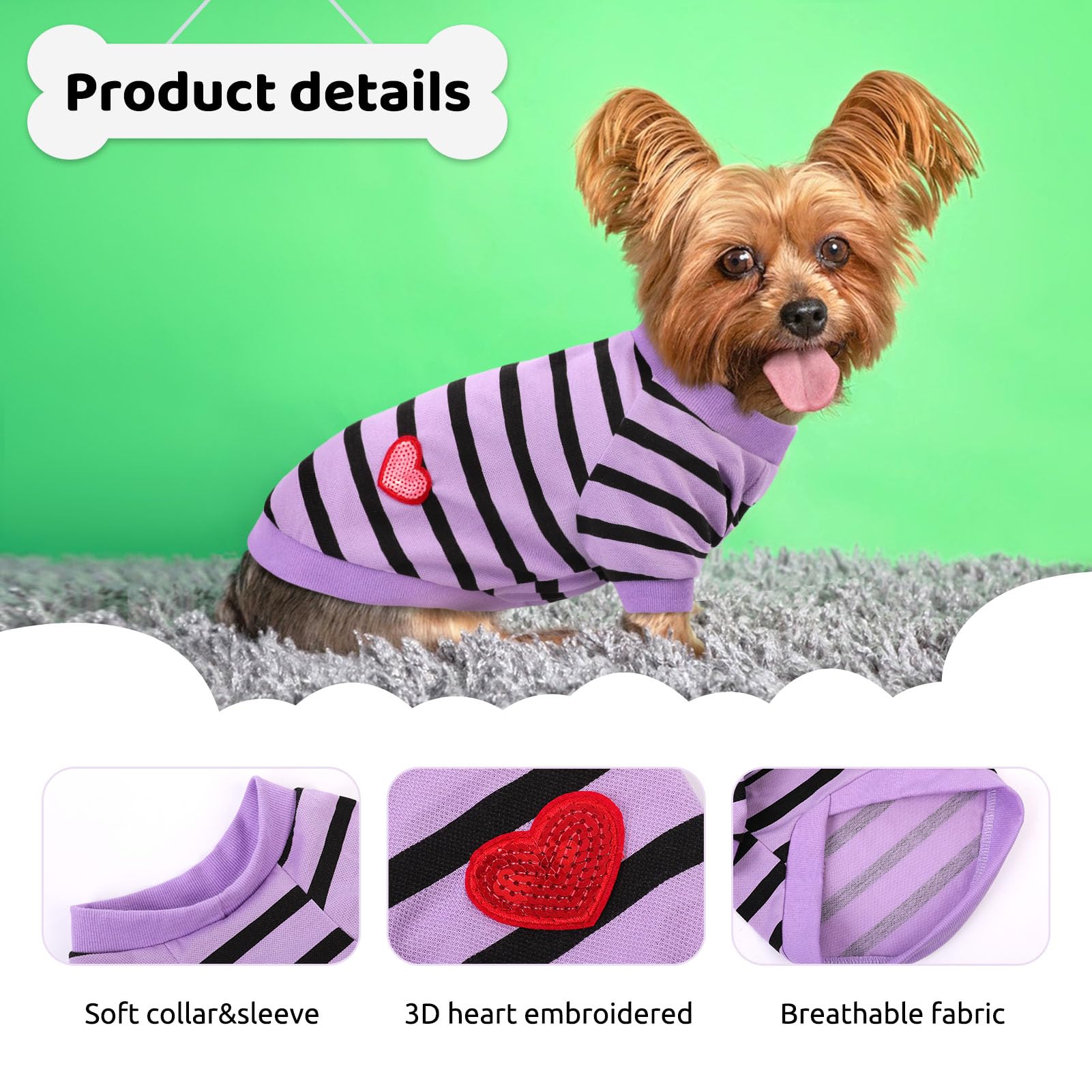 Preferhouse Dog Shirts For Large Dogs, Striped T-Shirts Dog Vest Pet Apparel Tee Shirts Spring Summer Suitable For Small And Med